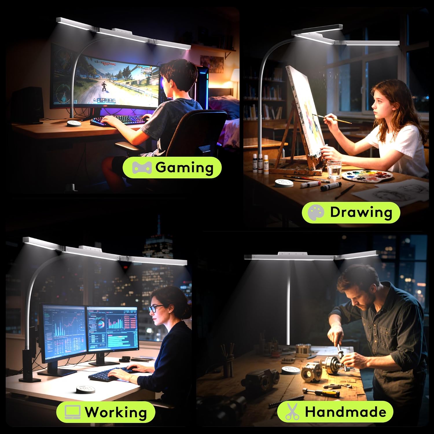EYOCEAN Schreibtischlampe, Schreibtischlampe mit 3 Lichtquellen, 24W 100cm Tageslichtlampe Schreibtisch mit Fernbedienung, Dimmbare Monitorlampe, Schwanenhals Bürotischlampe – Bild 9