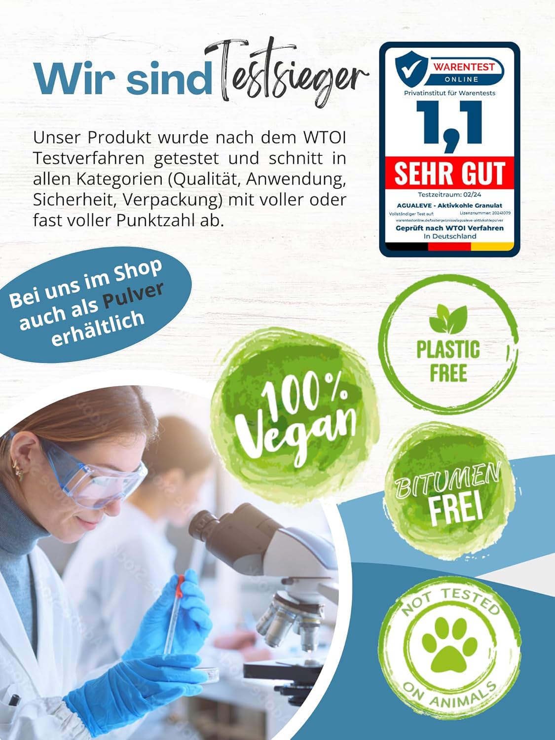 AGUALEVE Premium Aktivkohlegranulat 200 g aus Kokosnussschalen – Die Nr. 1 – Pflanzen, Katzenstreu, Aquarium, etc. – 100 % natürlich, frei von chemischen Zusätzen und Bitumen – Korngröße: 0,5 – 2,5 mm – Bild 5