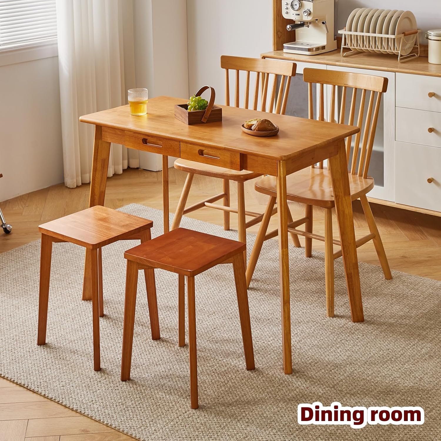 Aibiju Holzschreibtisch mit Schublade und Hängestange, kleiner Computertisch, 100 x 50 x 75 cm, Schreibtisch, kleiner Esstisch aus Holz, Kirschholzfarbe YD-WD01N – Bild 4