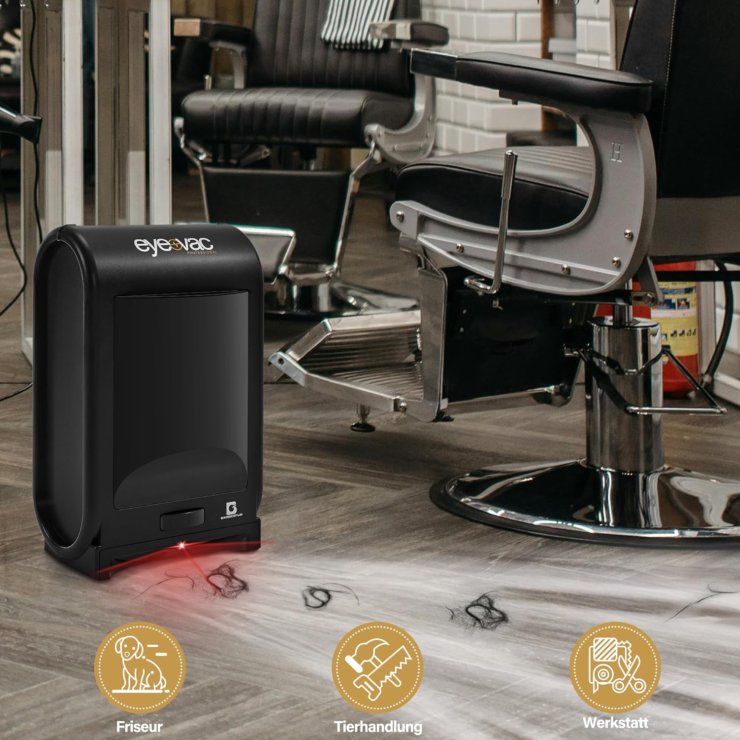 Barberpub Elektrischer Kehrbesen Haarstaubsauger mit Sensor Automatik S200BK, Roboterstaubsauger mit Kabel, Stabstaubsauger & Haarstaubsauger, Bodenstaubsauger Friseur Profibedarf Salonbedarf, 1400 W (Schwarz) – Bild 2