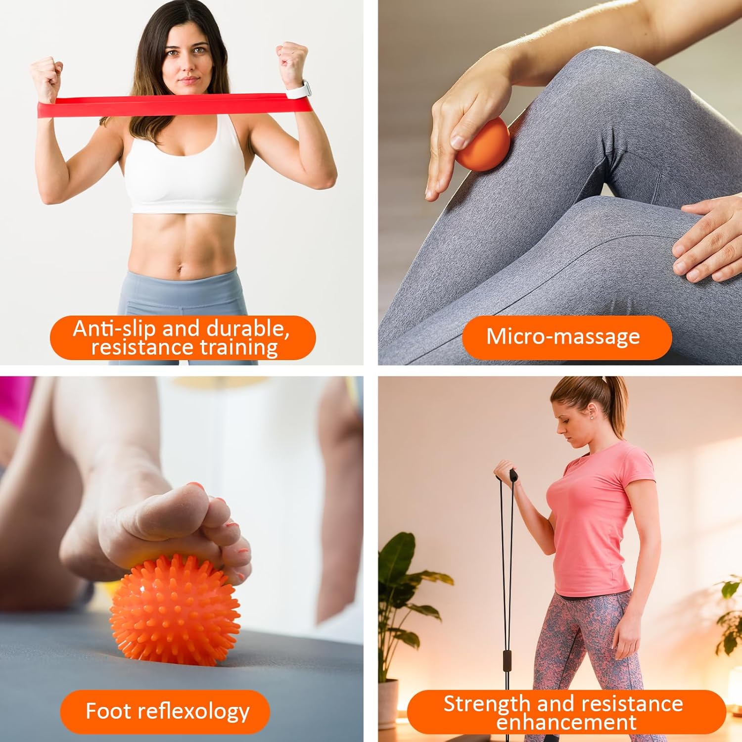 7-in-1 Faszienrollen-Set, PP/EVA-Schaumstoffrolle, Faszienset mit Faszienrolle Wirbelsäule, Massagerolle, Massageball, Spanner, Widerstandsband für Tiefenmuskelmassage, Yoga, Pilates, Fitnessrolle – Bild 4
