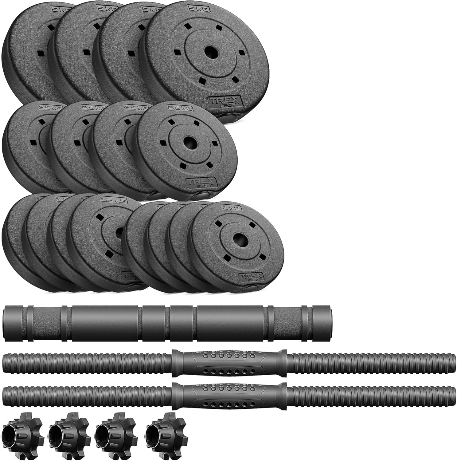TREX SPORT Hanteln-Set | 2er Set Kurzhanteln & Langhantel | 20kg 40kg Hantelset Hantelset mit Verbindungsrohr – Bild 7