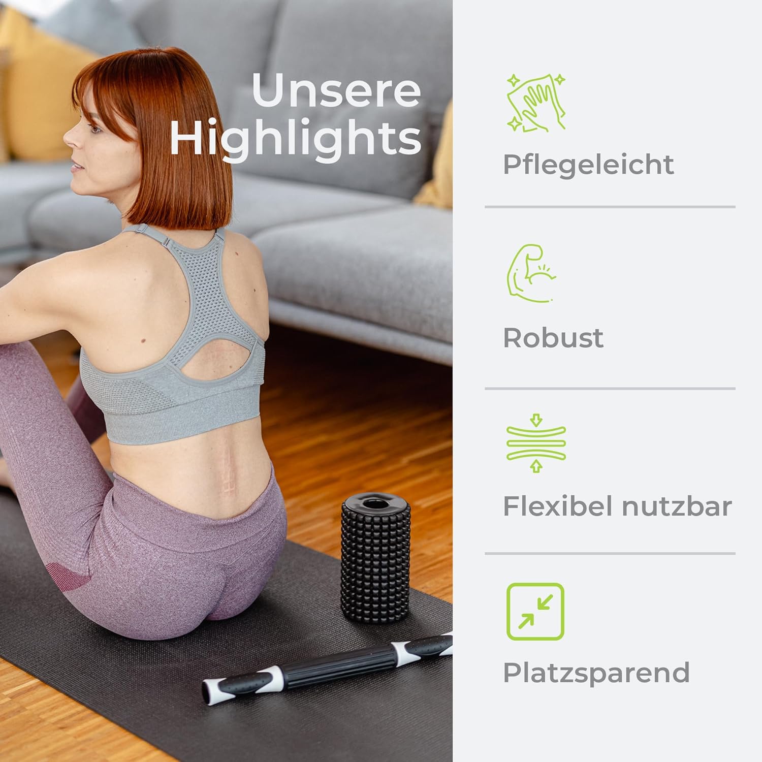 Faszienrolle 2-in-1 – Bauchrolle & Massagerolle | Rücken & Wirbelsäule schnell entspannen | Oberschenkelrolle, Beinrolle und Rückenrolle | Effektive Massage und Muskelregeneration für Sportler – Bild 8