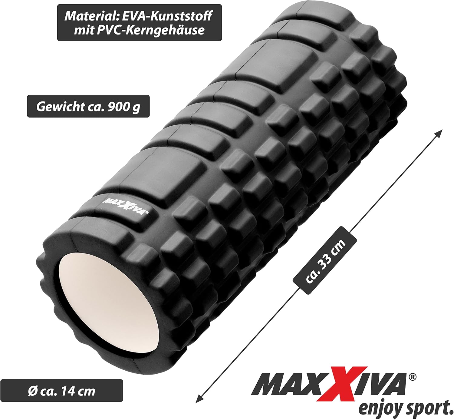 Massagerolle 33 x 14 cm, Faszienrolle, Trainingsrolle, Fitness-Zubehör, Fitness-Training, Fitnessgerät, Yoga, Gymnastik, Pilates, Physiotherapie – Bild 7