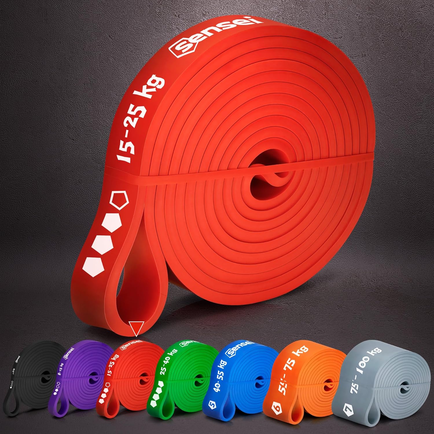 SENSEI Gym Band für Klimmzüge & Krafttraining – Resistance Band, Widerstandsband aus Naturlatex – Trainingsband inkl. Übungs-E-Book – Bild 7