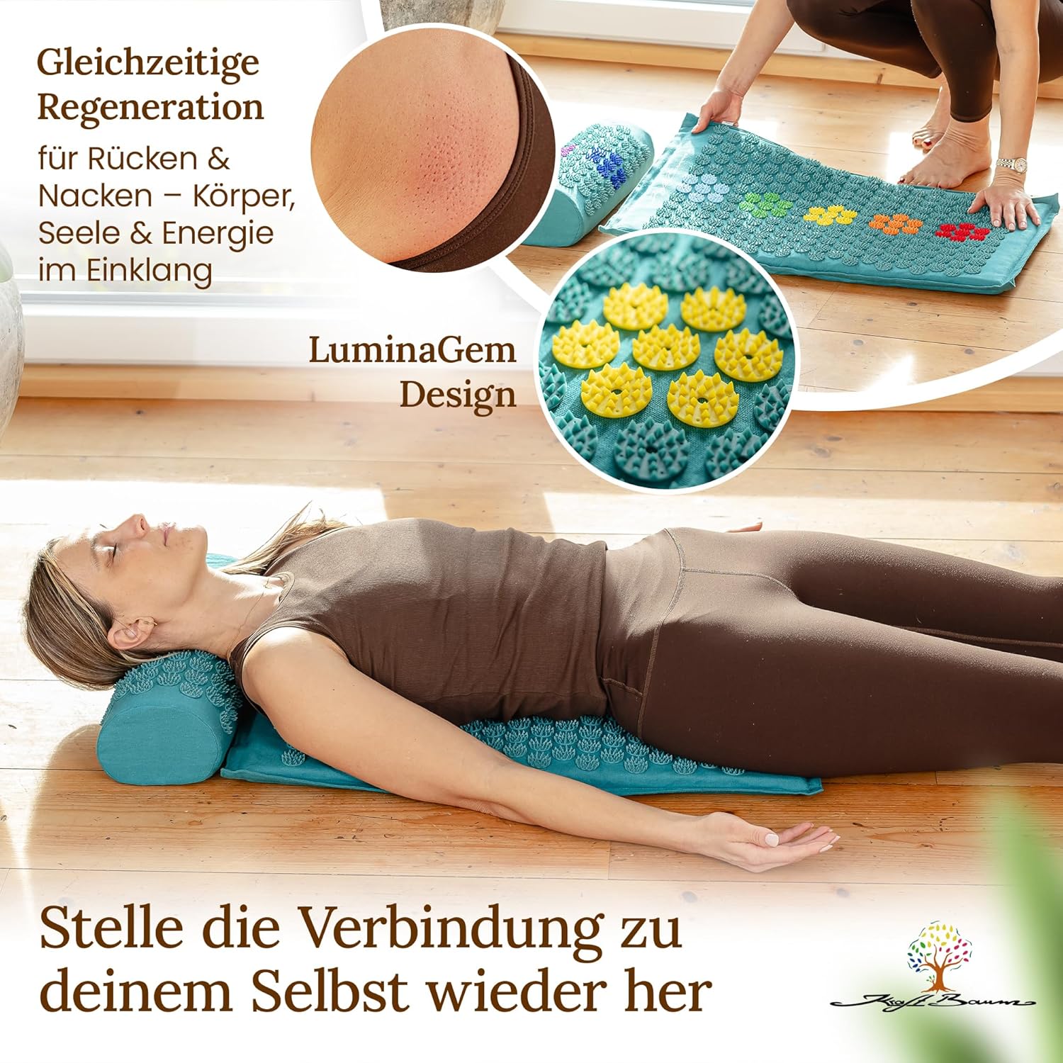 Akupressurmatte mit VitaSpike™-Technologie, Set mit Kissen & Tasche, Rücken-, Nacken- & Stressabbau, Baumwolle & Kokosfaser, Nadelmatte, Fakirmatte, Rückenschmerzen – Bild 5