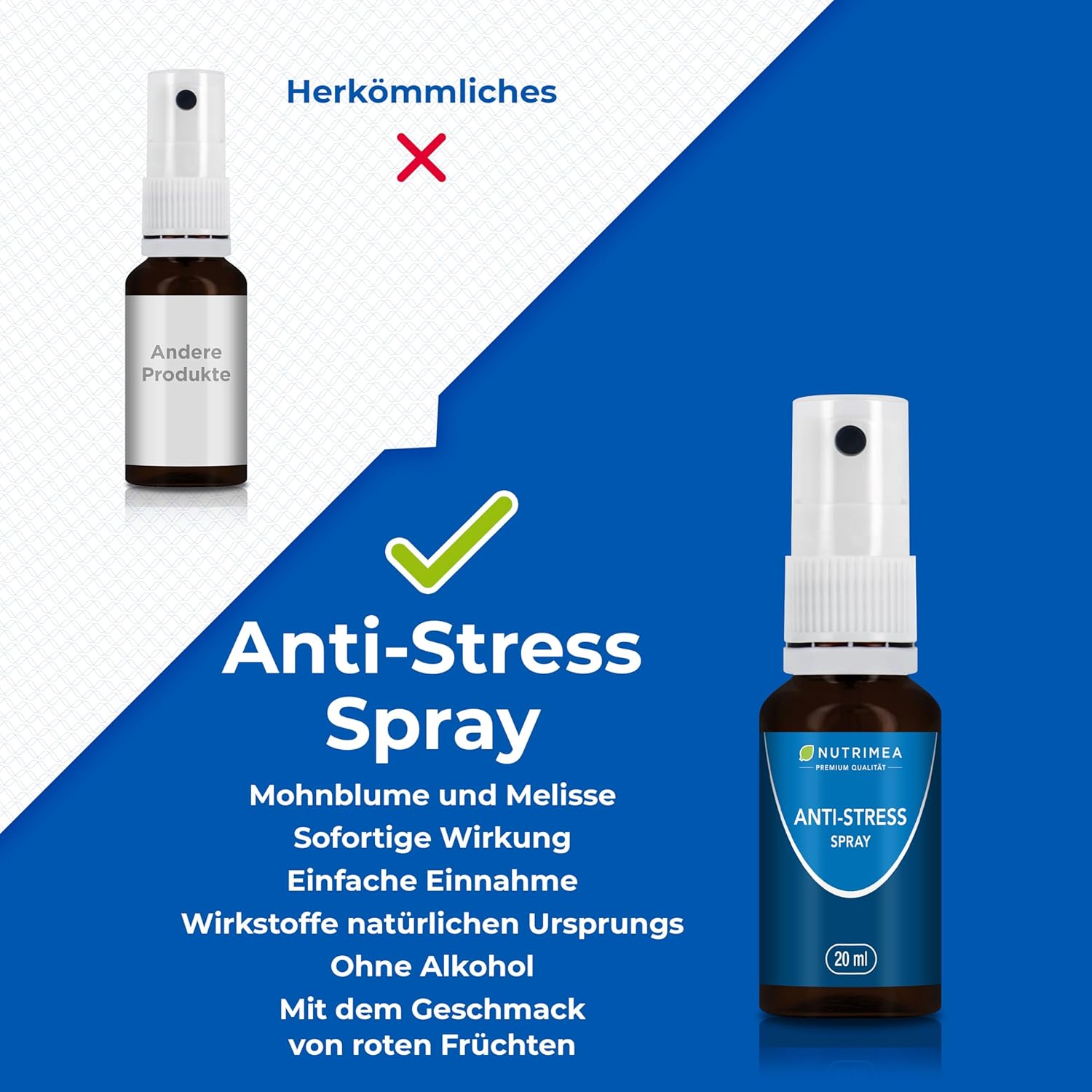 Nutrimea Anti-Stress-Spray mit Soforteffekt – Gegen innere Unruhe und Anspannung – Mit Mohn + Melisse für die Nerven, 20 ml Nutrimea – Rote-Frucht-Geschmack – Bild 4