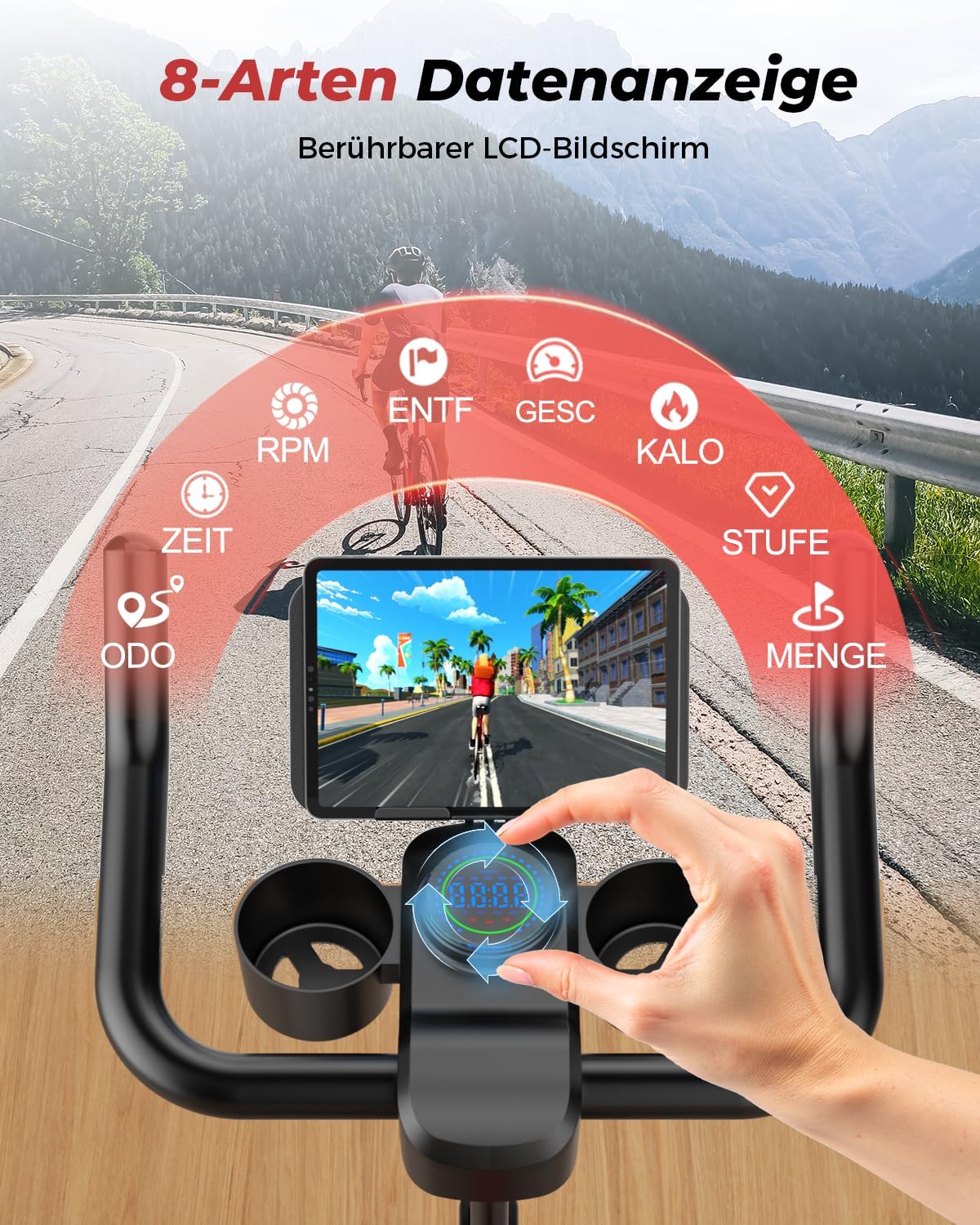 Heimtrainer mit App, Superun Ergometer Spinning Bike Indoor mit einstellbarem Widerstand, magnetischer Widerstand stationär, 15 kg Schwungrad, extrem leise für Cardio-Training zu Hause – Bild 3