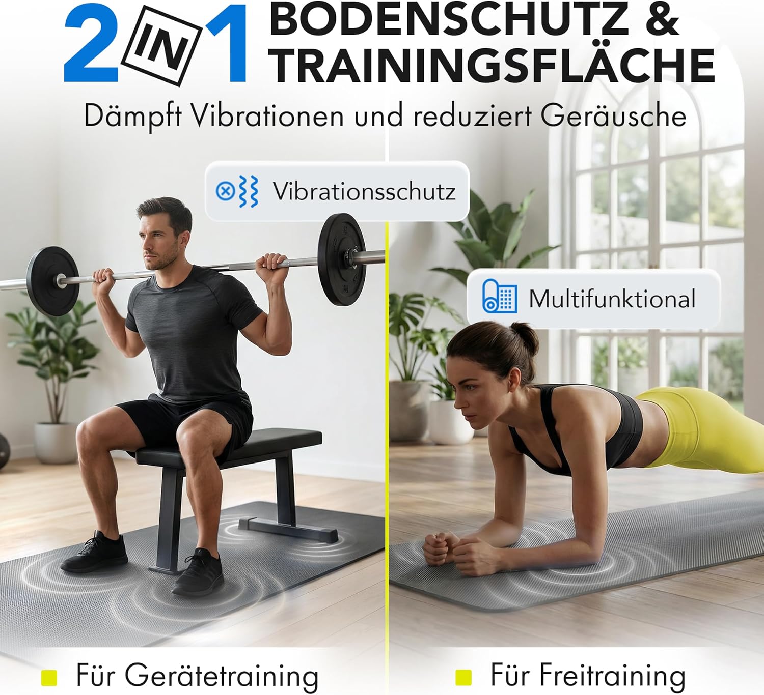 LILENO SPORTS Bodenschutzmatte, extra strapazierfähige Laufbandmatte, 8 mm dick, Fitnessunterlage für Crosstrainer, Rollentrainer und andere Fitnessgeräte, auch für Yoga – Bild 6