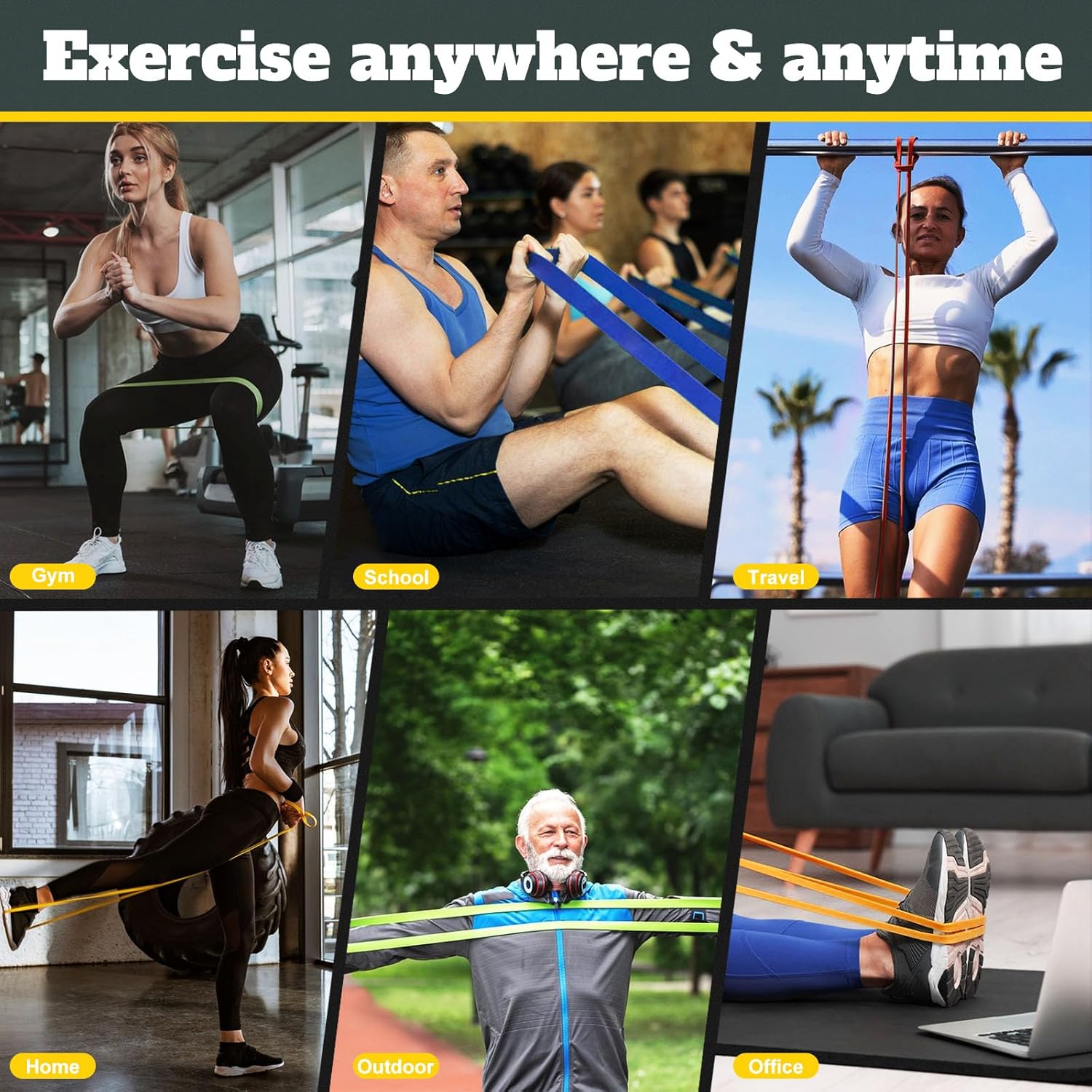 Resistance Bands Set,Fitnessbänder Widerstandsbänder 4er Set mit Türanker Tragetasche,Gymnastikband für Männer und Frauen, Fitnessband für Yoga Pilates,Krafttraining – Bild 8