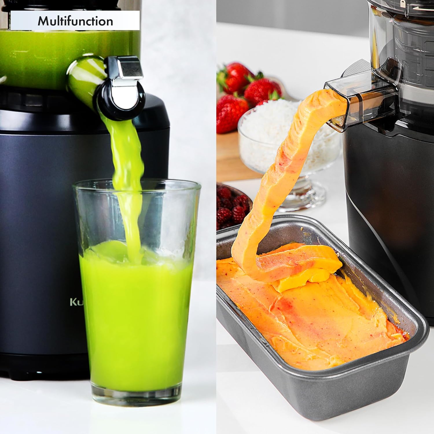 Kuvings Slow Juicer AUTO6 | Entsafter Gemüse und Obst, Elektrische Kaltpresse, Ruhiger Motor, Leicht zu Reinigen, Saft & Sorbet, 1.7L, BPA Frei, Schlankes Design, 200 Watt (Matt Gunmetal)_KHS-660SE – Bild 5