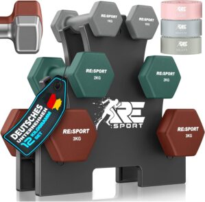 RE:SPORT Kurzhantel-Set 3 Paar, 1 k...