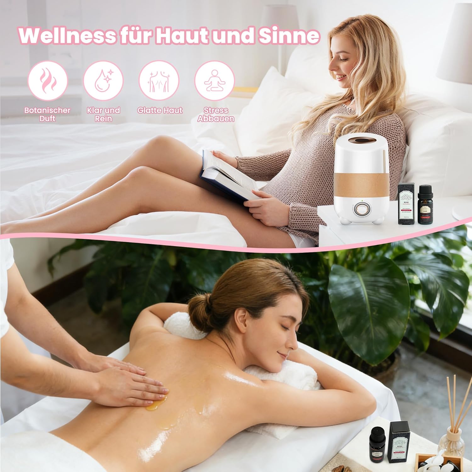 Spa-Geschenkset für Damen – Entspannungsset mit Rosenöl, Rosen-Duftkerze, Rosen-Badesalz und Überraschungs-Rubbelkarte, Geburtstagsgeschenk für die beste Freundin, Luxus-Geschenkset für Frauen (8-teilig) – Bild 4