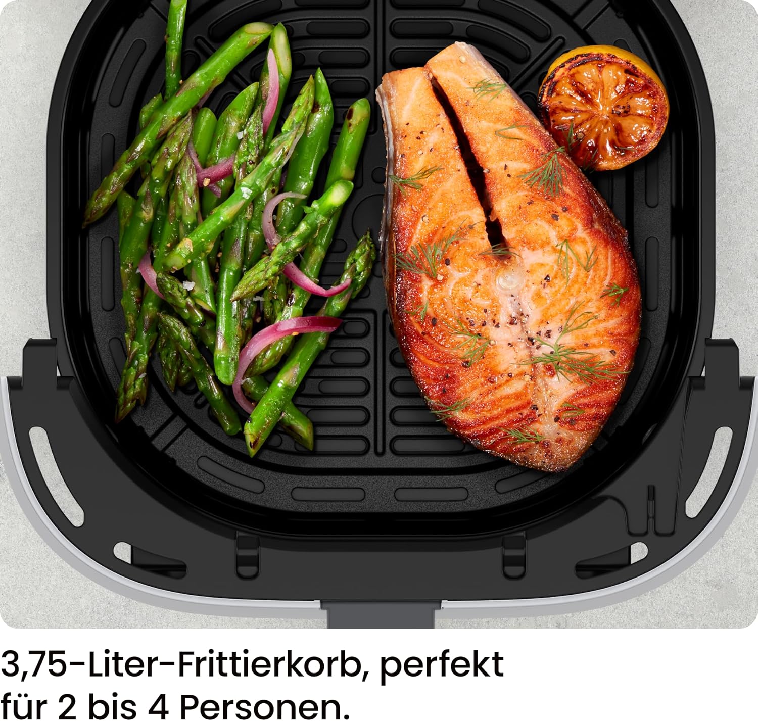 Chefman Heißluftfritteuse – 3,75 l kompakte Heißluftfritteuse für schnelle Mahlzeiten, mit Hi-Fry-Technologie, Sichtfenster, Touch-Bedienung, antihaftbeschichtet und spülmaschinenfest – Schwarz – Bild 3