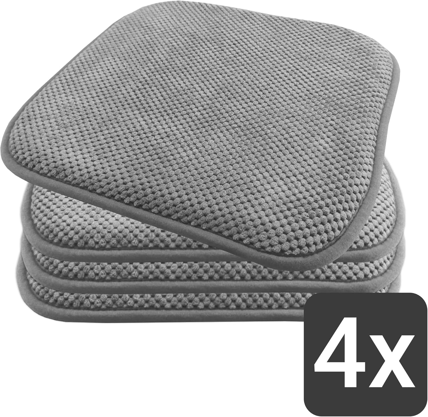 Bequemes und praktisches Gelkissen, 40 x 40 cm, Stuhlkissen mit modernem Memory-Schaum, gepolstertes Sitzkissen, Outdoor- und Indoor-Gartenkissen, Stuhlkissen, rutschfest, Farbe: Hellgrau, 4er-Set – Bild 2