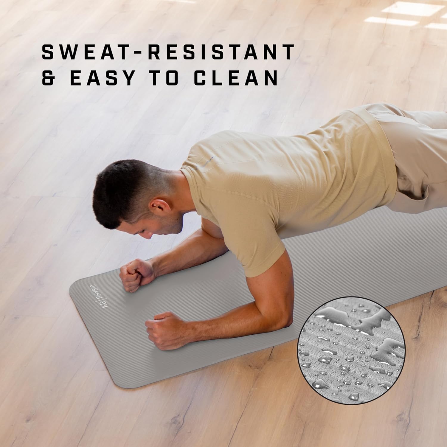 KG Physio rutschfeste Yogamatte mit Schultergurt – Gymnastikmatte für Yoga, Heimtraining, HiiT und Pilates – Fitnessmatte, Sportmatte, Yogamatte rutschfest, 183 cm x 60 cm x 8 mm – Bild 3
