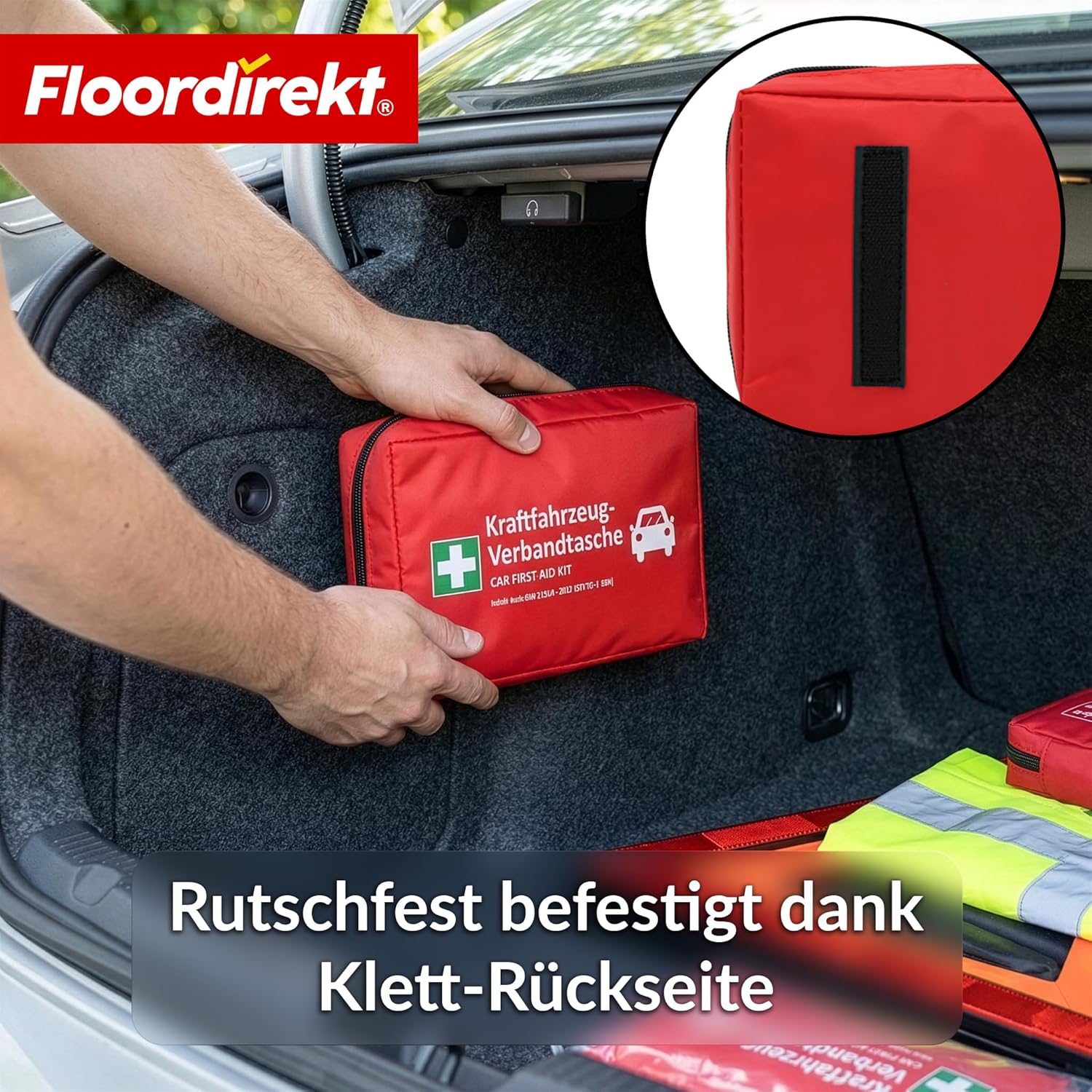 Floordirekt Auto-Verbandstasche mit 2 Masken – Verbandstasche nach DIN 13164 – europaweit gültig – Verbandskasten-Set für Auto und Motorrad (Auto-Verbandstasche) – Bild 5
