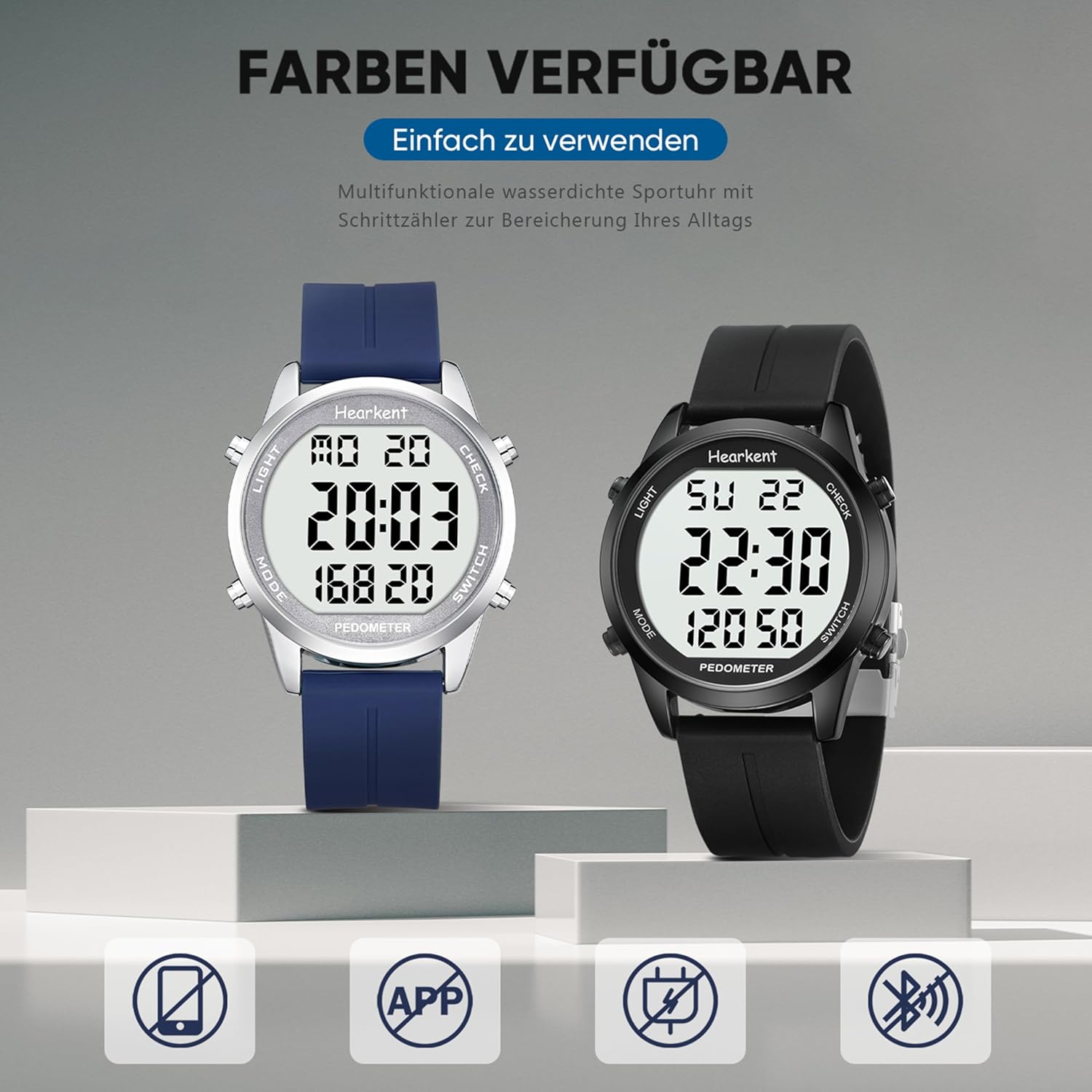 Schrittzähler Uhr Herren Ohne App und Handy,Großen Ziffern Digitaluhr,30M Wasserdicht,Fitness Tracker Fitnessuhr mit Schrittzähler Kalorienzähler – Bild 5