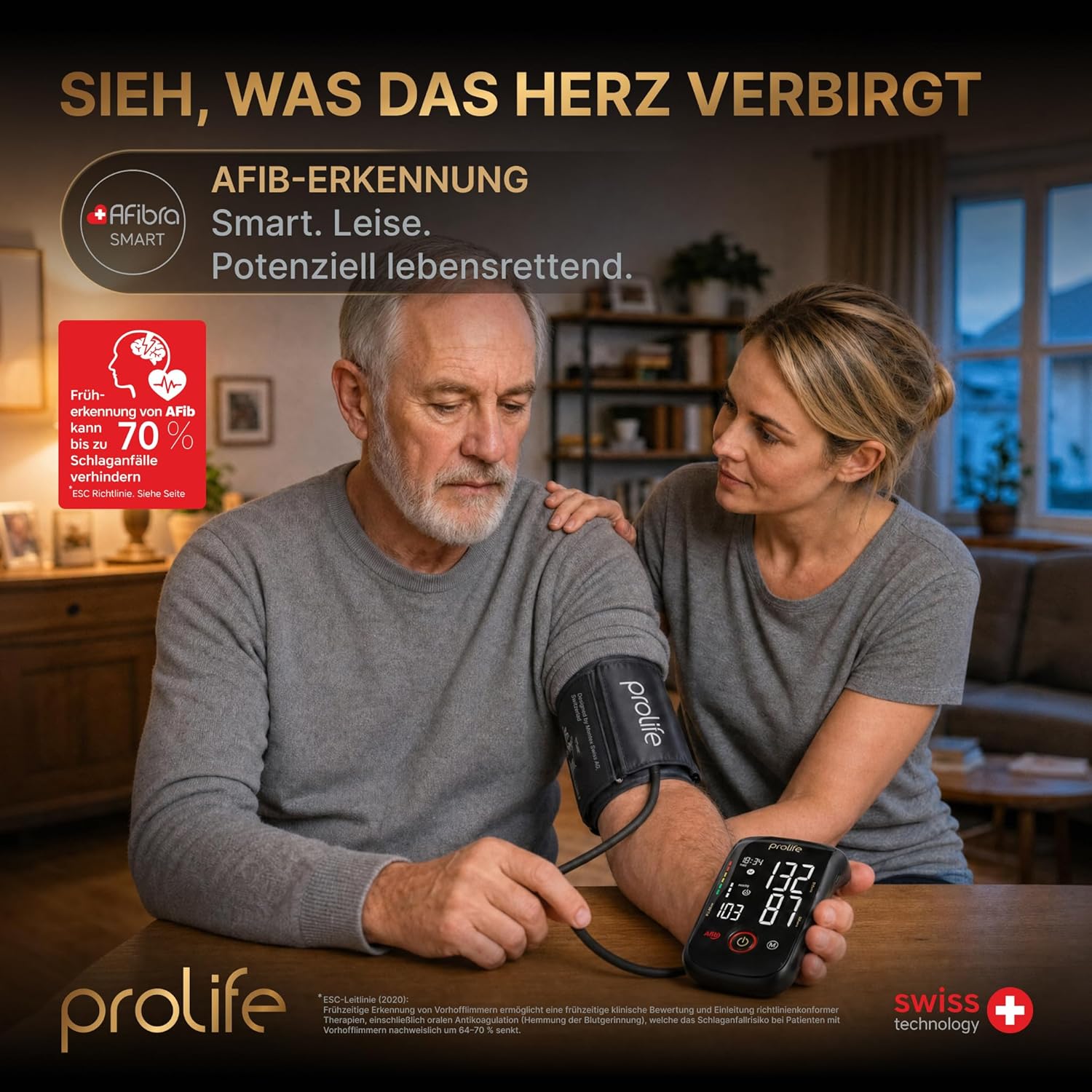 prolife PX7 Premium Blutdruckmessgerät Oberarm mit AFIB, digitales Blutdruckmessgerät mit App, Blutdruckmessgerät Bluetooth, Blutdruckmanschette – Bild 2