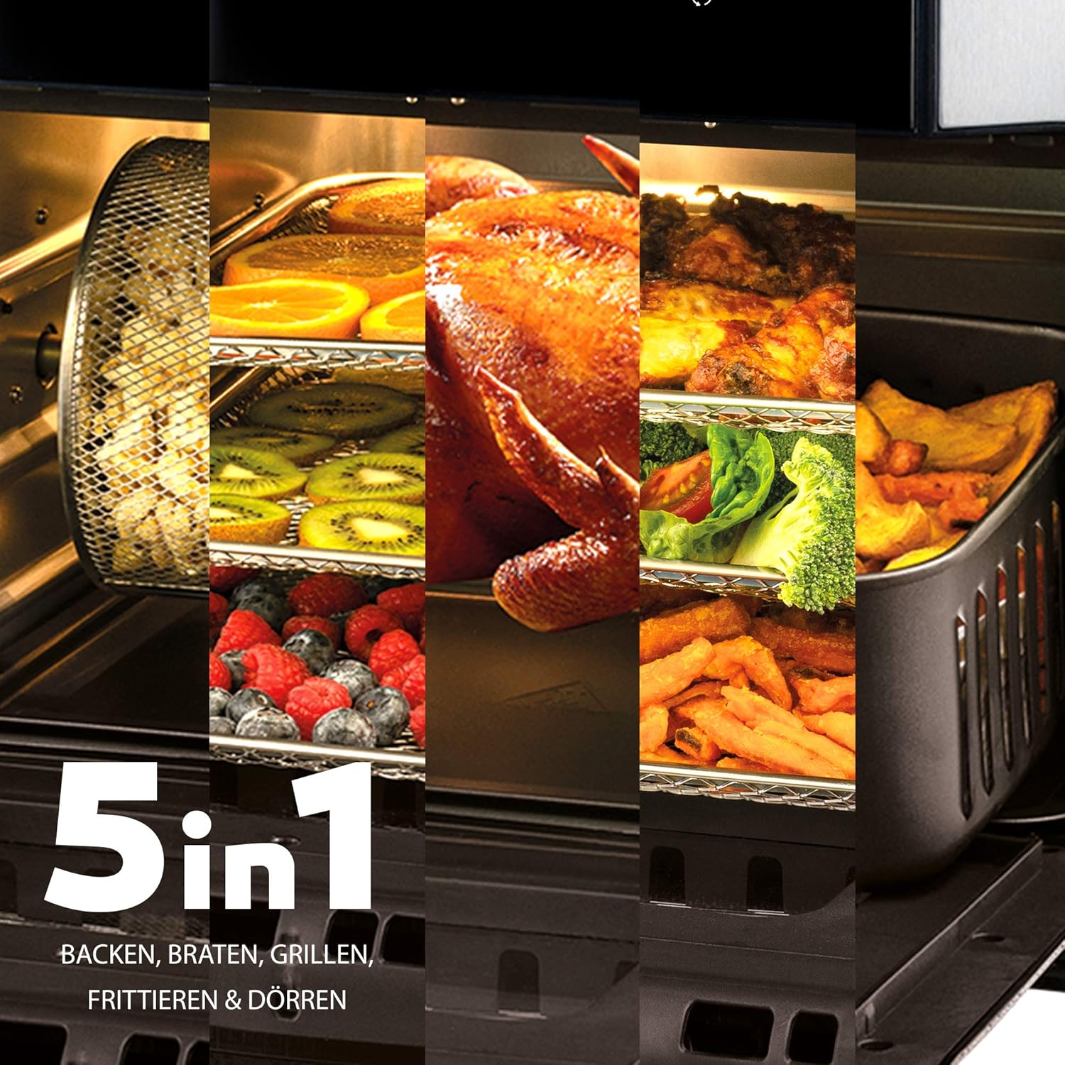 Balter Heißluftfritteuse, 12 Liter XXL, Minibackofen, Dörrgerät, Fritteuse, 10 Programme, All-In-1-Luftfritteuse, Rezeptbuch, HL-1200 – Bild 6
