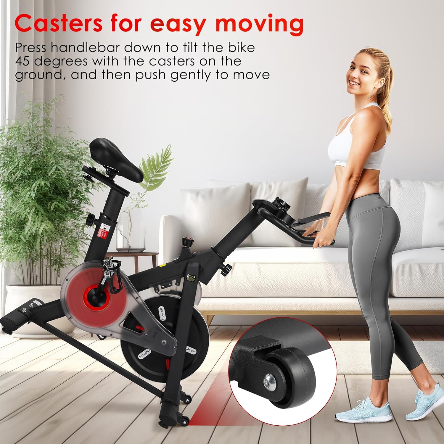 LIFERUN Heimtrainer Fahrrad Magnetwiderstand, Leise Spinning Bike Indoor mit Pulsmessung, LCD-Monitor, einstellbare Sitze, Tablet-Halterung, Stationäres Bike Hometrainer für Kardiotraining Zuhause – Bild 7