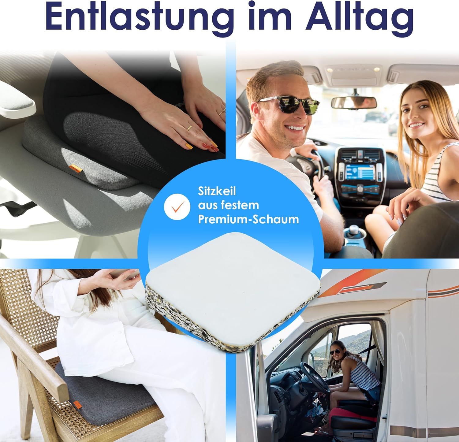DYNMC You Bequemes Keilkissen-Sitzkissen mit rutschfester Unterseite, ideal für Bürostuhl-Autositze – Bild 5