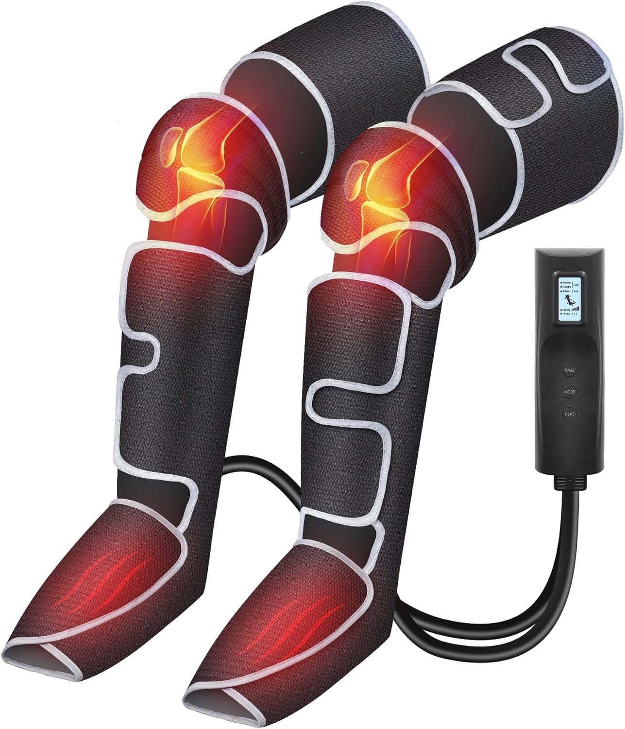 COMFIER Beinmassagegerät, Kompressions-Waden-Knie-Fuß-Wärmemassagegerät für Durchblutung und Muskelentspannung, 3 Wärmeeinstellungen und 3 Intensitäten, Geschenke