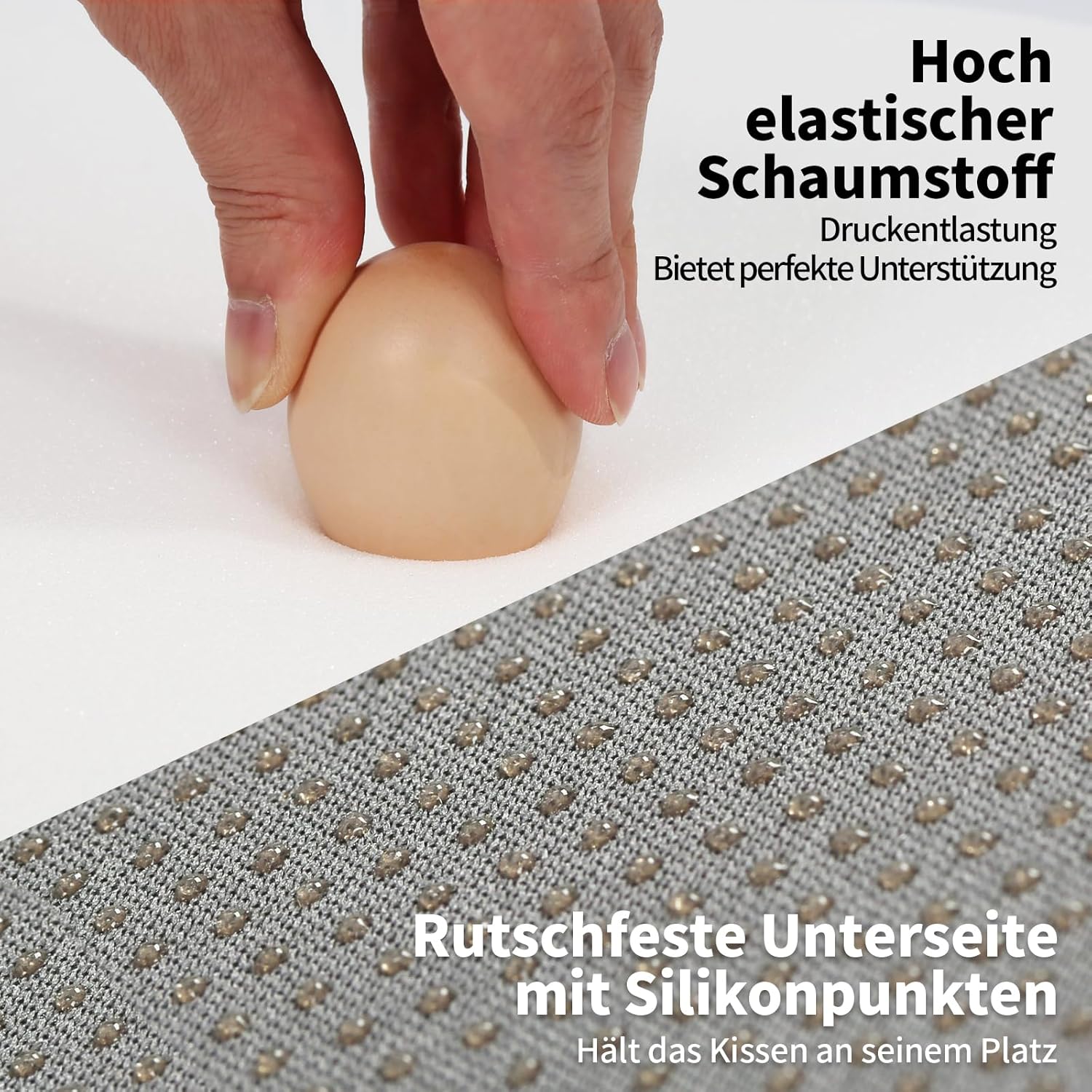 BUYUE Stuhlkissen 6,5 cm dick, U-förmiges Sitzkissen 40 x 40 cm mit hochdichtem Schaumstoff, Stoffbezug, rutschfeste Sitzunterlage für Küche und Esszimmer (1 Stück, schwarz) – Bild 5