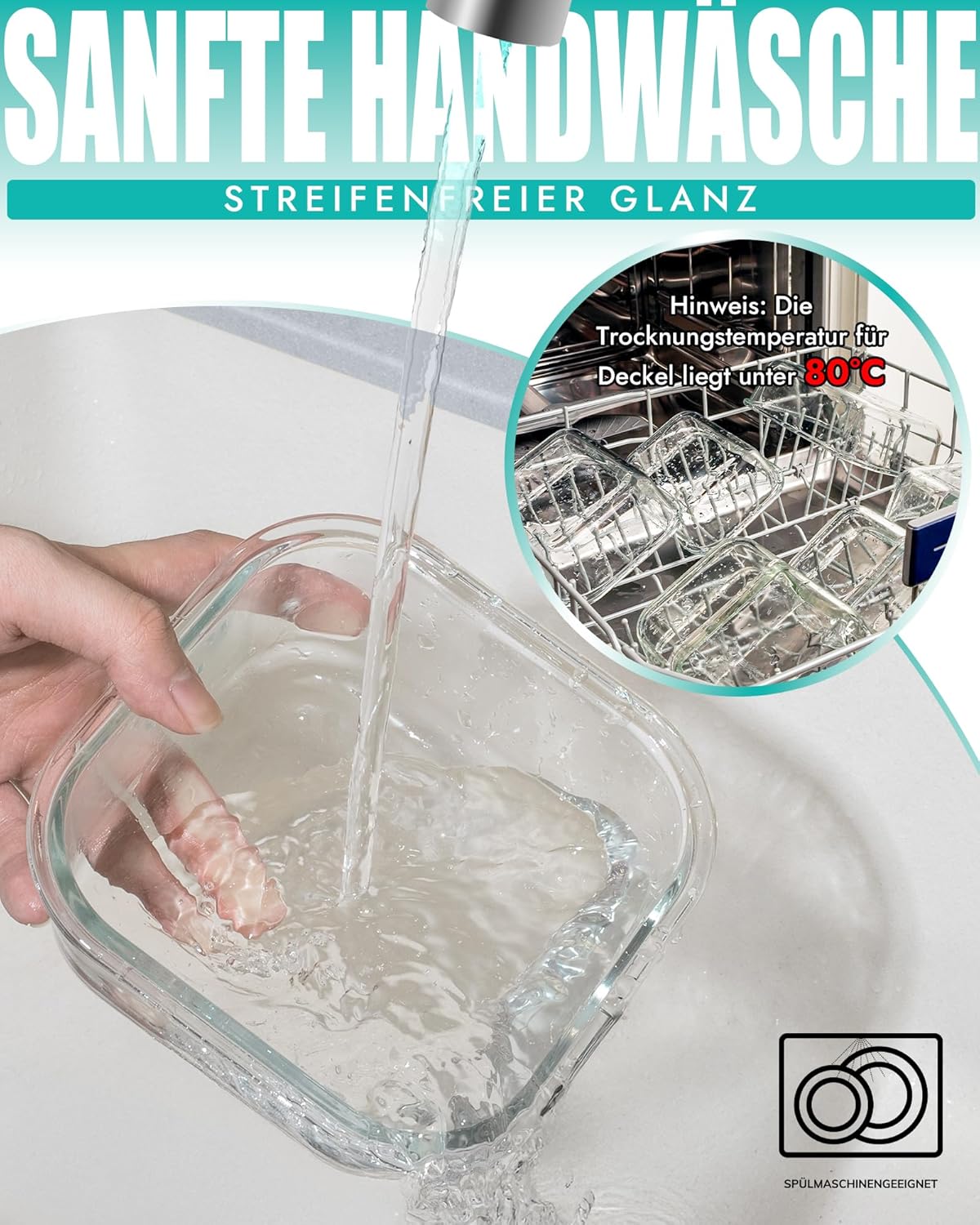 10-teiliges Glasbehälter-Set mit Deckel, Meal-Prep-Boxen aus Borosilikatglas, ofen- und mikrowellengeeignet (-20 °C bis 510 °C), luftdicht – Bild 6