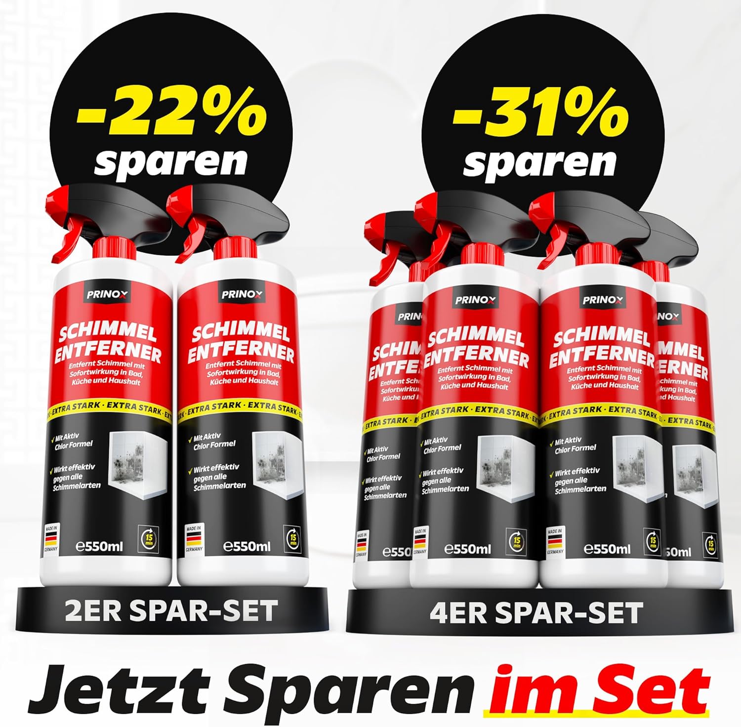 Professionelles Schimmelentferner-Set inklusive 2 Schutzhandschuhen – Schimmelspray mit Haftwirkung gegen Schimmel an Wand, Fugen, Tapeten, Textilien, Auto – entfernt Schimmel hocheffektiv – Bild 7