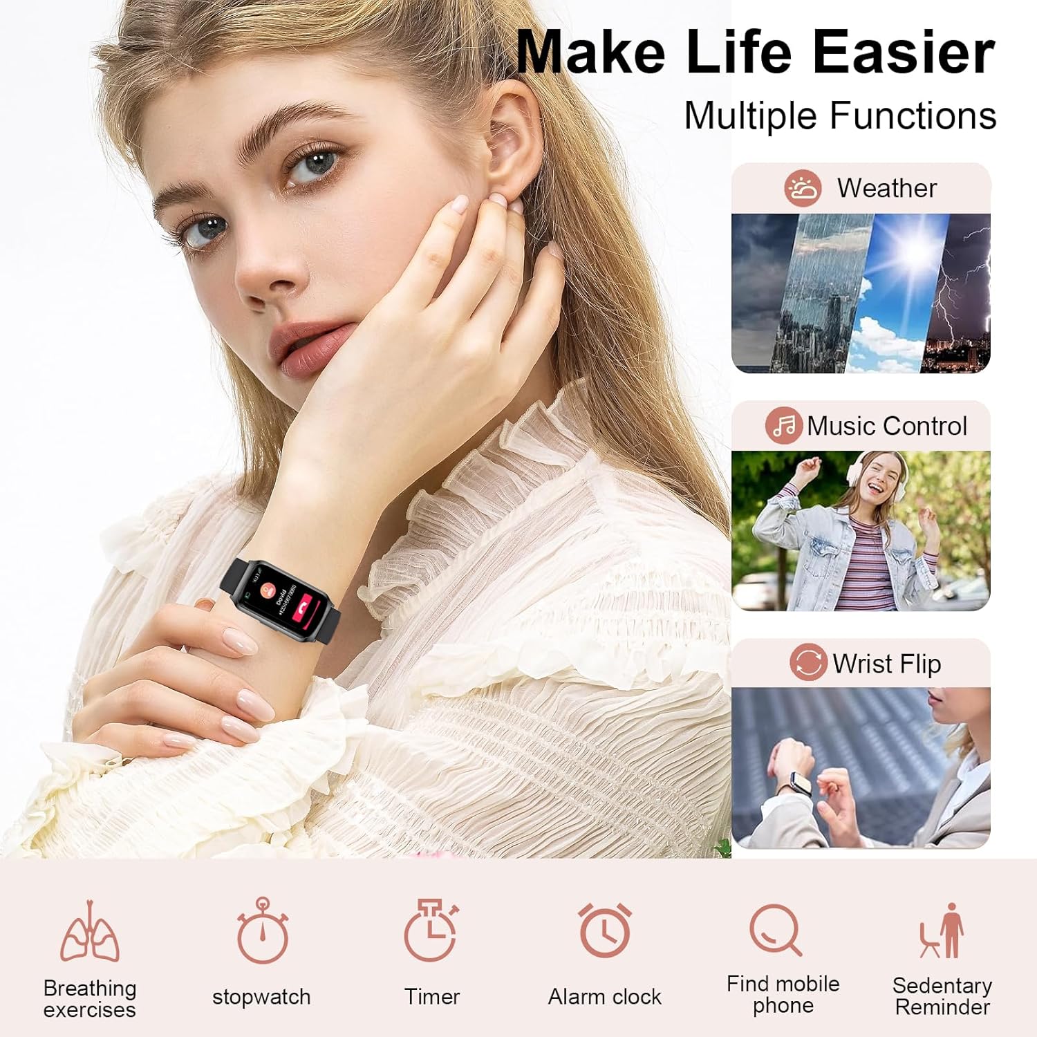 Smartwatch Herren Damen 1,47 Zoll Fitness-Tracker mit Herzfrequenzmesser, SpO2-Schlafmonitor, 25 Sportmodi, Aluminiumgehäuse in Schwarz, Ultra-Akkulaufzeit, wasserdichte IP68-Sportuhr für iOS Android – Bild 9