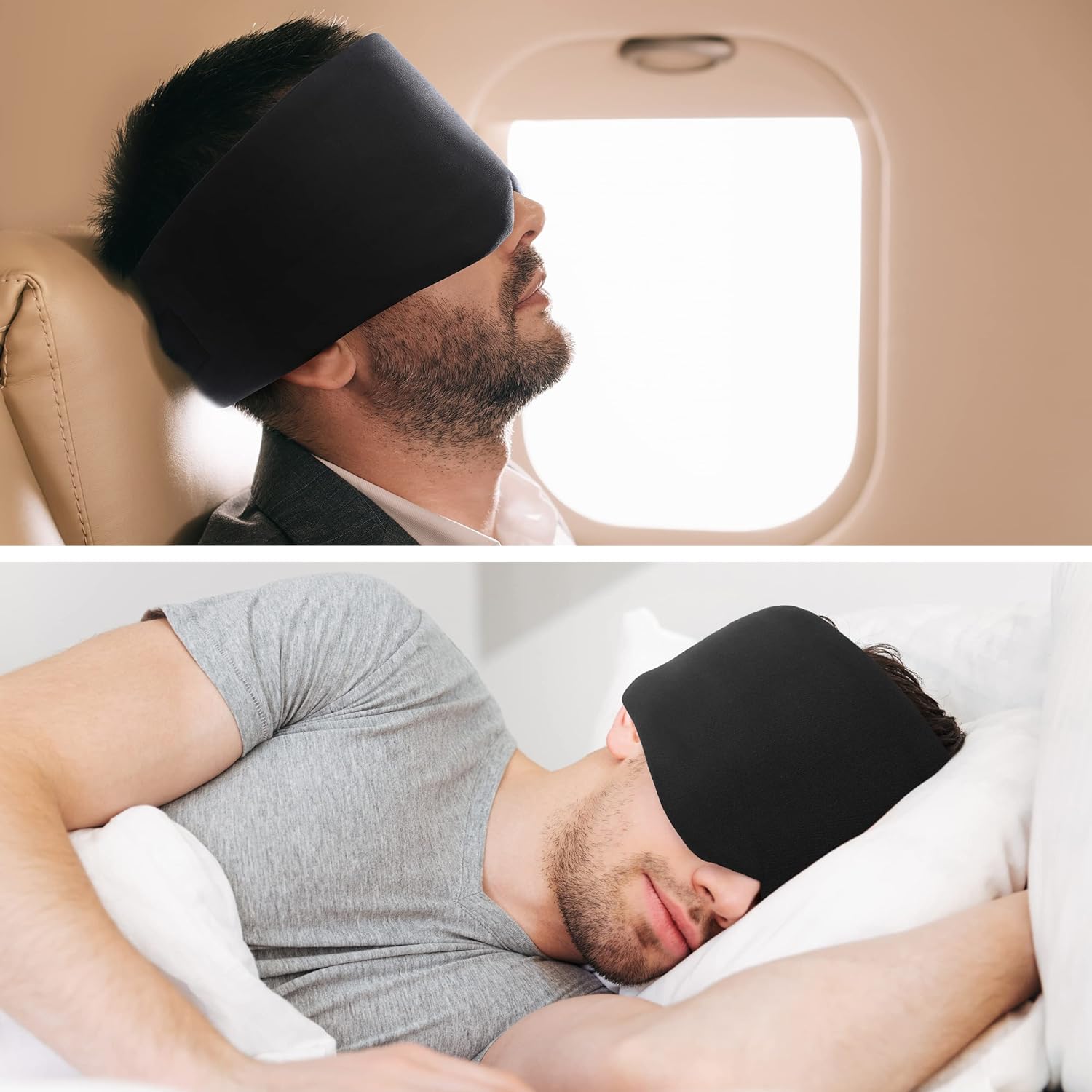 FRESHME Schlafmaske Blackout – handgefertigte Schlafmaske aus Baumwolle für Damen und Herren, Augenmaske zum Schlafen, schwarz, weiche Augenabdeckung zum Schlafen mit verstellbarem, atmungsaktivem Veclro – Bild 2