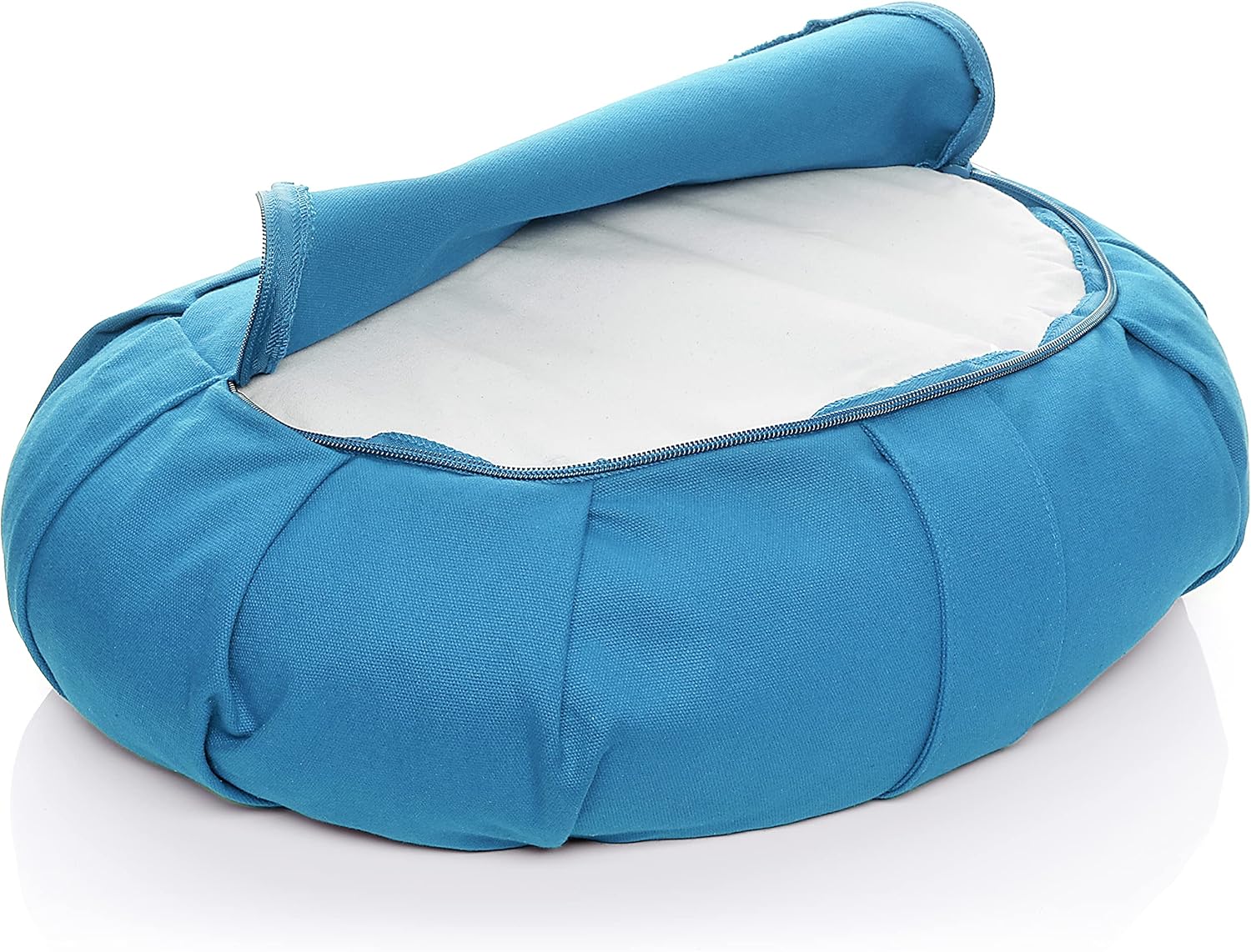 BODYMATE Halbmond-Yogakissen 42 cm lang, 30 cm breit und 15 cm hoch mit Buchweizenschalenfüllung – maschinenwaschbarer Bezug aus 100 % extra dicker Baumwolle – Meditationskissen – Sitzkissen – Bild 5