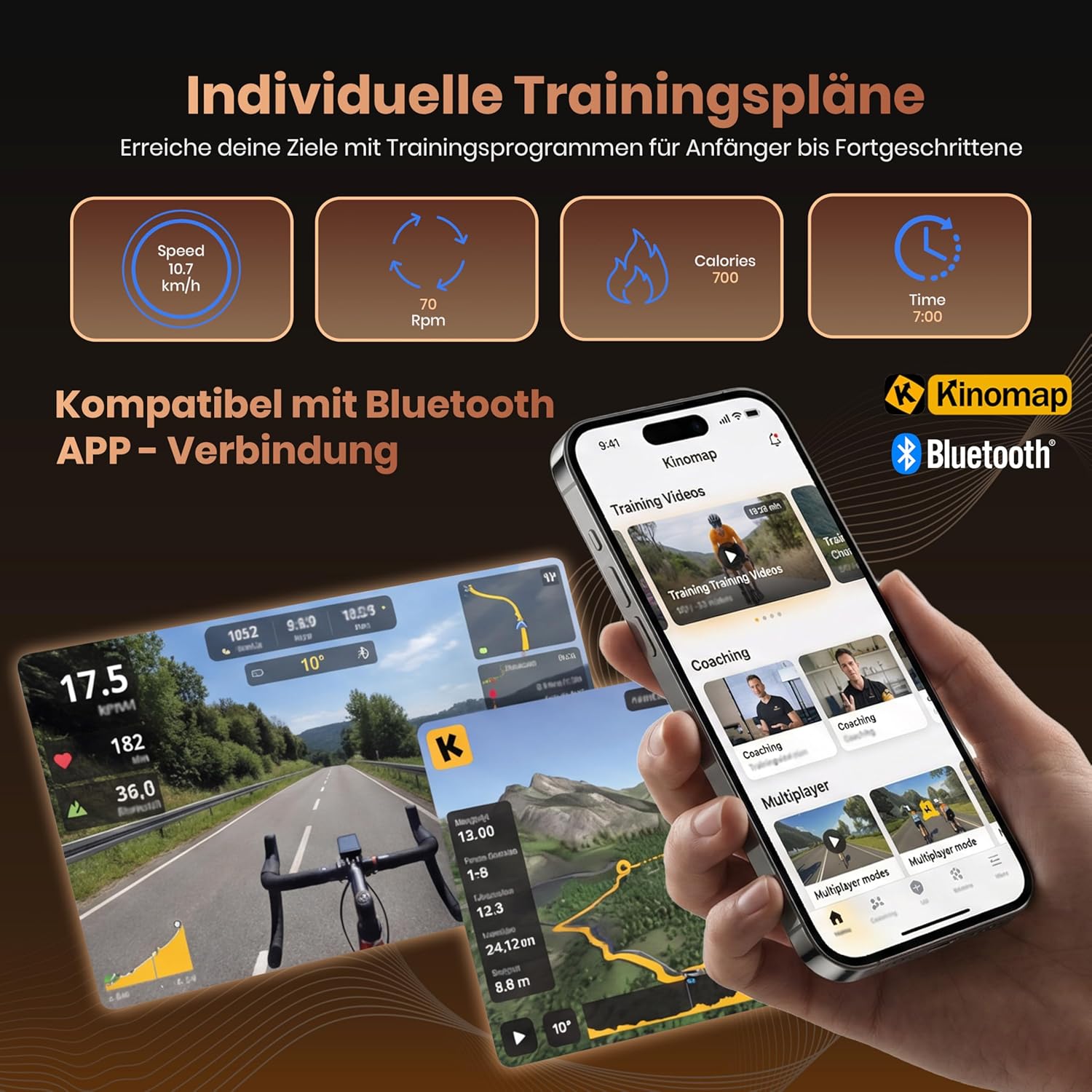 AsVIVA H22 Heimtrainer-Ergometer – Indoor-Bike mit 12 kg Schwungmasse, Bluetooth & App-Steuerung, Pulsmessung, leiser Riemenantrieb, Fitnessgerät für Cardio- & Ausdauertraining zu Hause – Bild 5