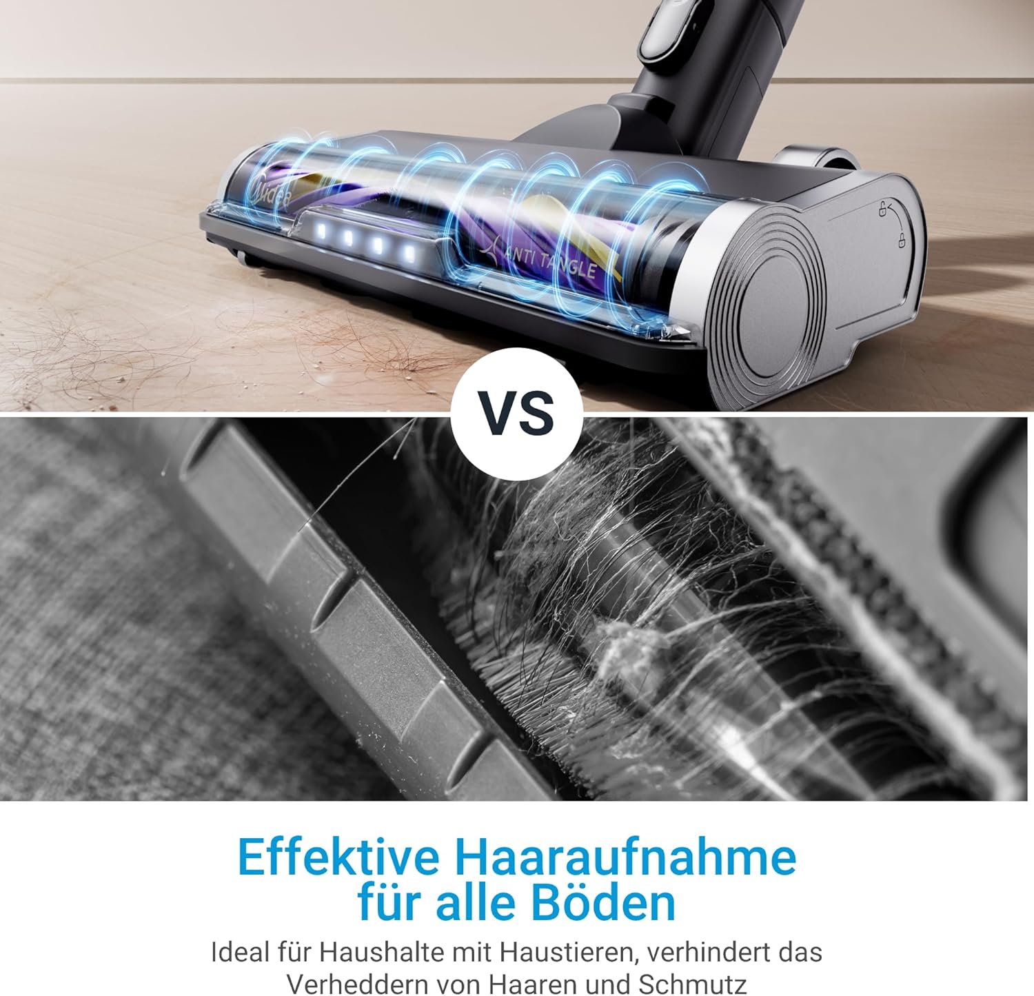 Midea Akku-Staubsauger mit Saugstation, 350 W, bis zu 60 Minuten Laufzeit, selbstentleerende Anti-Tangle-Bürste, LED-Düse, HEPA-Filter, für Allergiker geeignet, austauschbarer Akku, kabellos, schwarz – Bild 6