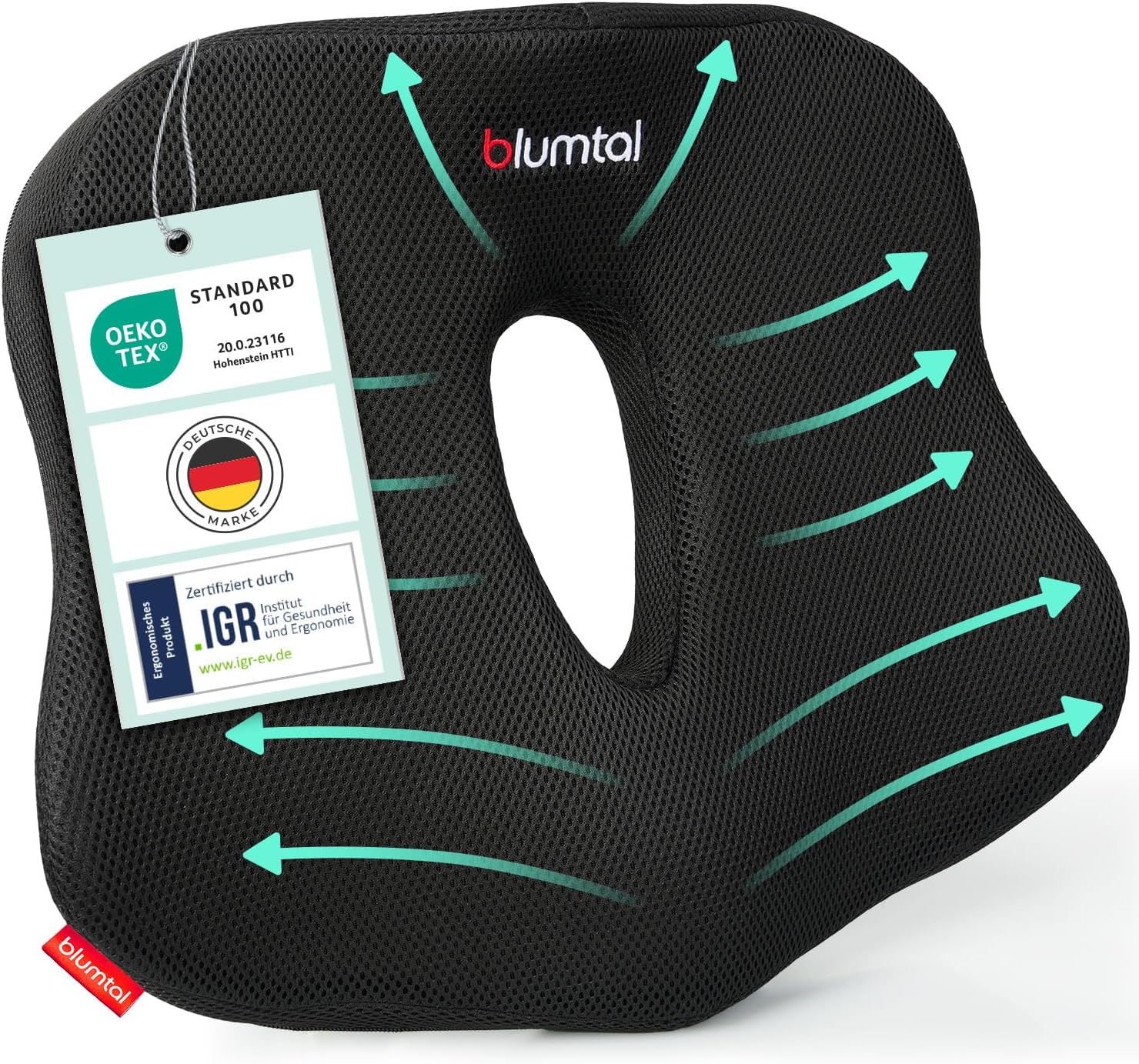 Blumtal Sitzkissen Bürostuhl – Keilkissen Schwarz Steißbeinkissen – Ergonomisches Autositzkissen – Hämorrhoiden-Sitzkissen Stuhl – Steißbeinkissen, Sitzkissen Stuhl – Optimales Bürostuhl-Sitzkissen