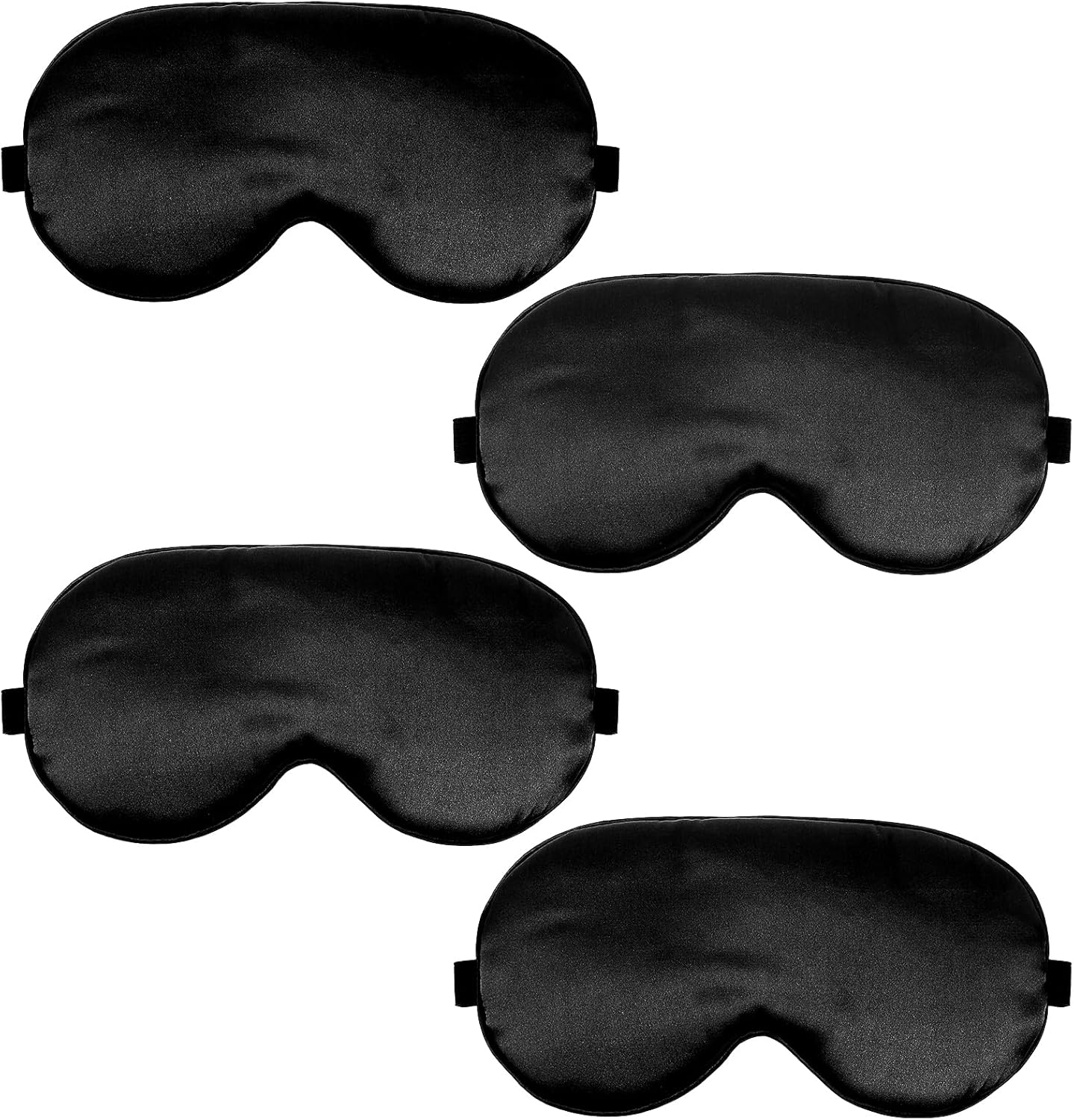 4 Stück Schlafaugenmasken für Männer und Frauen, Seidenschlafmaske, verstellbare Augenmaske mit elastischem Band, lichtblockierende Schlafaugenmaske für Yoga, Reisen (schwarz)