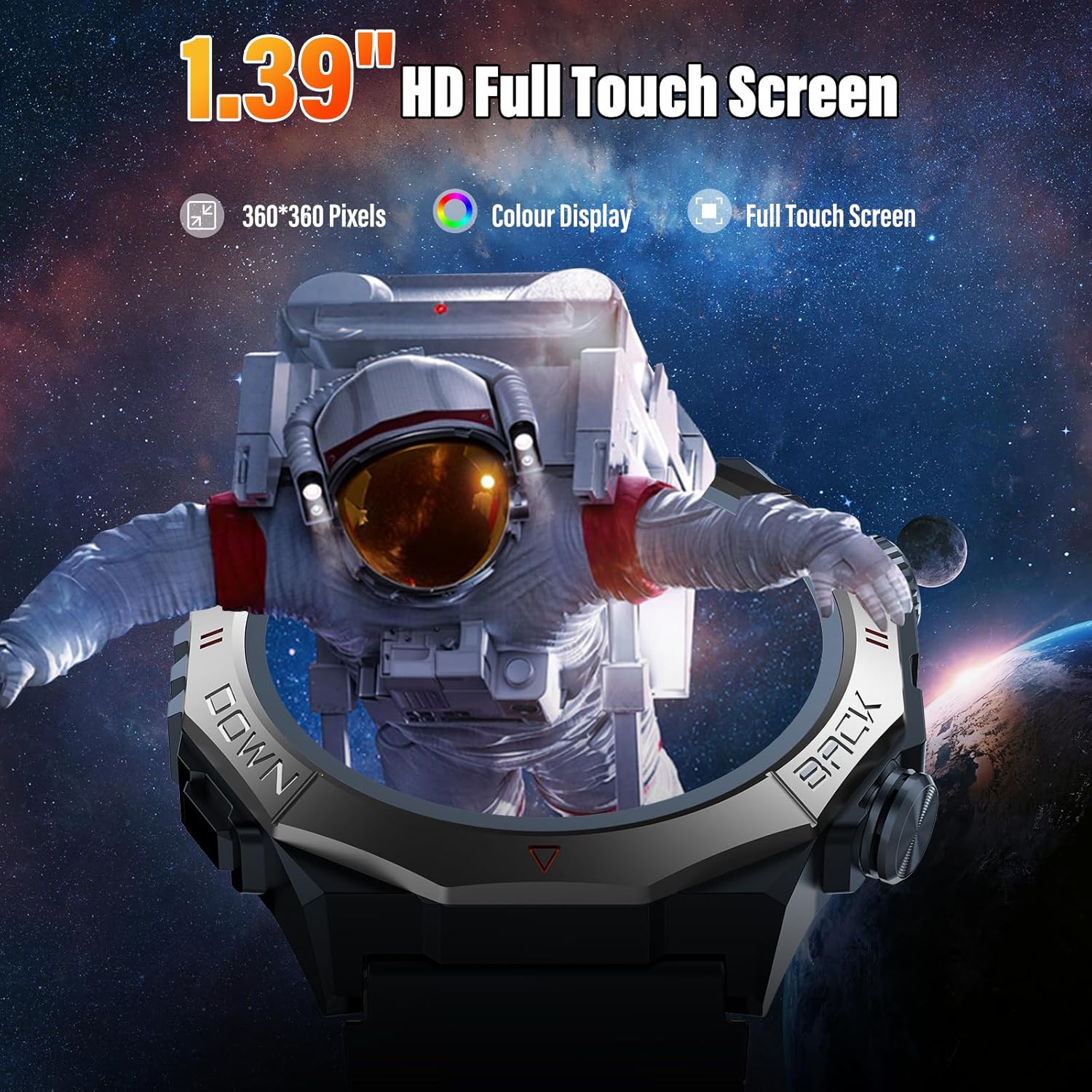Smartwatch Herren Damen, Smart Watch mitTelefonfunktion 1,39" Touchscreen, Herzfrequenzmonitor Schlafmonitor IP68 Wasserdicht Sportuhr, 110+ Sportmodi Fitnessuhr für iOS Android, Tiefschwarz(2026) – Bild 4
