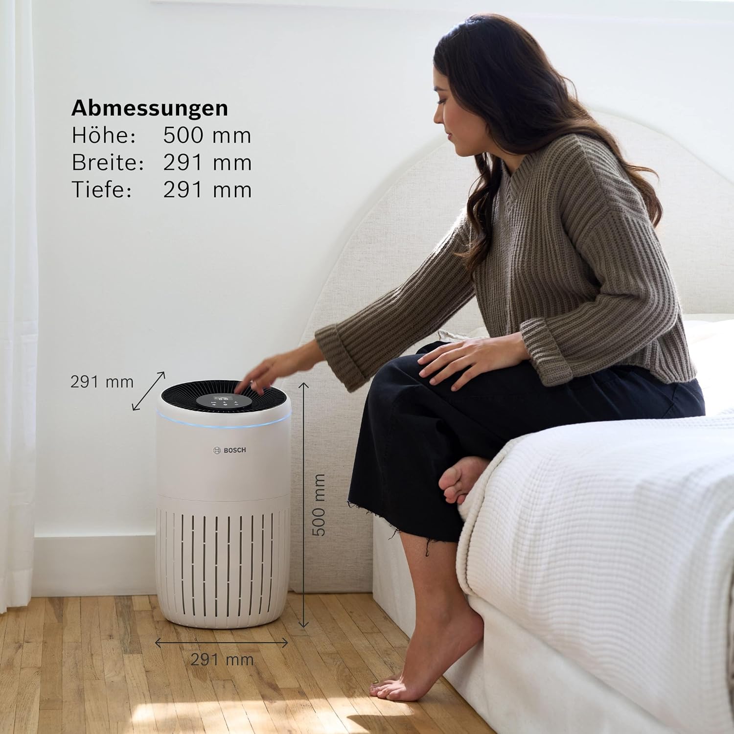 Bosch Air 4000 Luftreiniger – Für Räume bis 62,5 m² – Entfernt effizient Schadstoffe – Mit 3-in-1-Luftfilter, Smart Sensor, Automatikmodus, Schlafmodus (< 25 dB(A)) – CADR: 300 m³/h – Bild 5