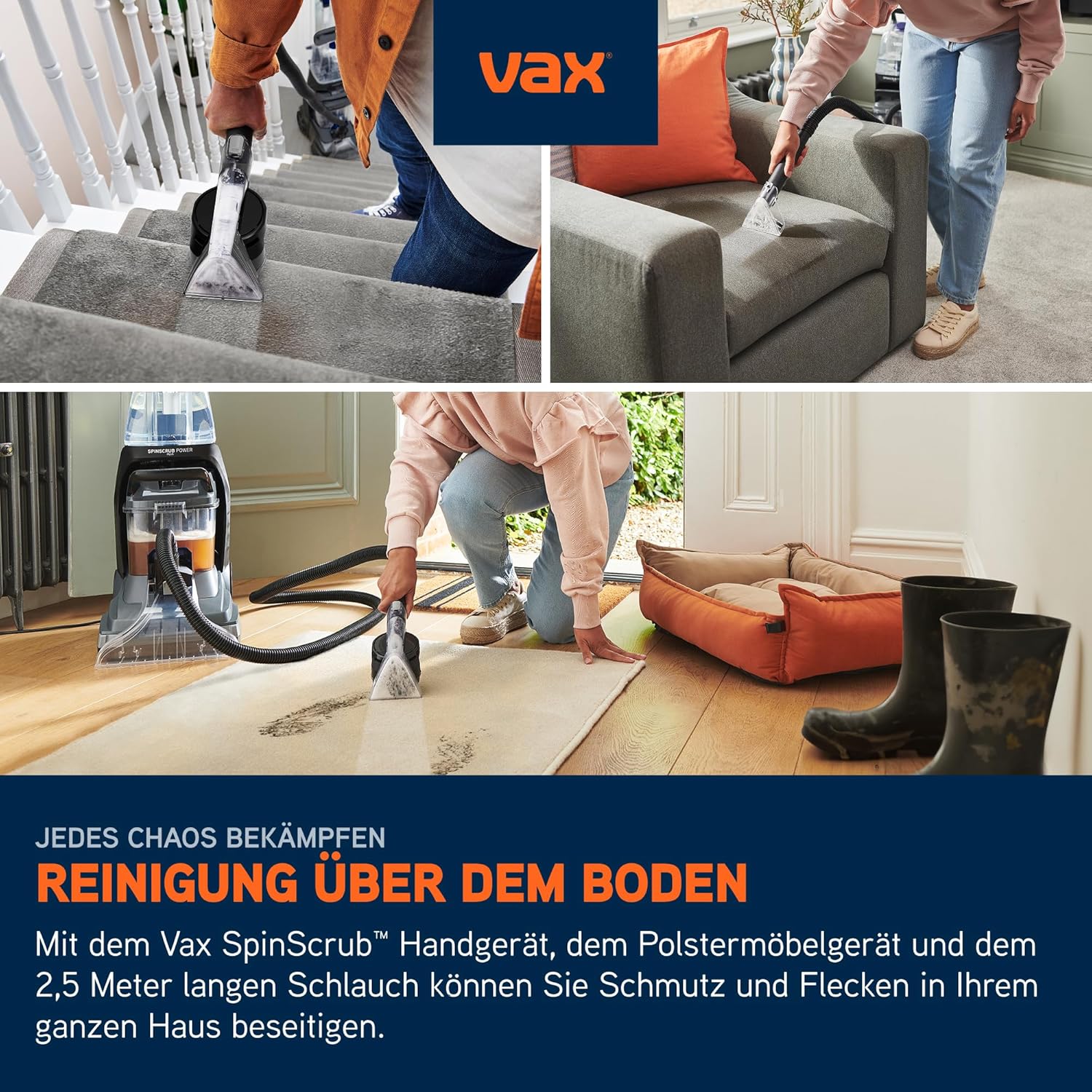 Vax SpinScrub Power Plus Polsterreinigergerät, Teppichreiniger zur Polster- und Fleckenentfernung mit SpinScrub-Technologie, XL-Tank, Schnelltrocknungsleistung und leistungsstarker Haushaltsreinigung – Bild 9