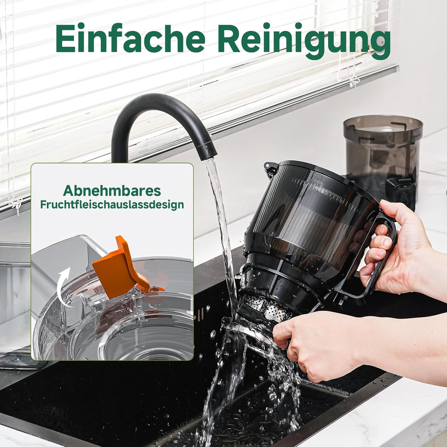 AMZCHEF 250W Automatischer All-In-One-Entsafter, 150mm Öffnung und 2L Kaltpress-Entsafter für Gemüse und Obst, Entsafter Slow Juicer Testsieger mit Dreifachfilter - Schwarz – Bild 11