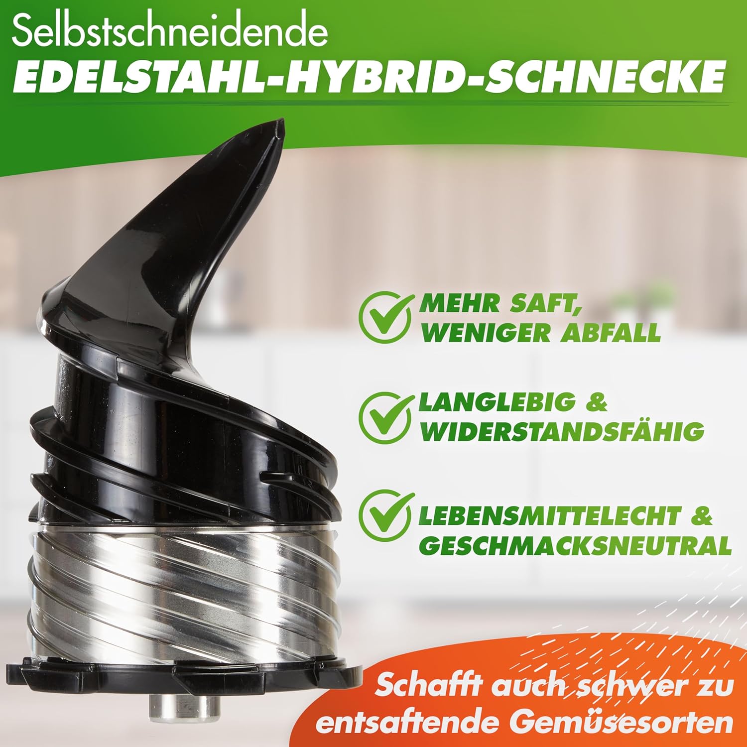 Nutrilovers Slow Juicer Nutri-Press Max Ganzfrucht-Entsafter mit XXL-150-mm-Öffnung, BPA-frei, inklusive Saftflasche, Slow-Juice-Rezeptbuch – Bild 7