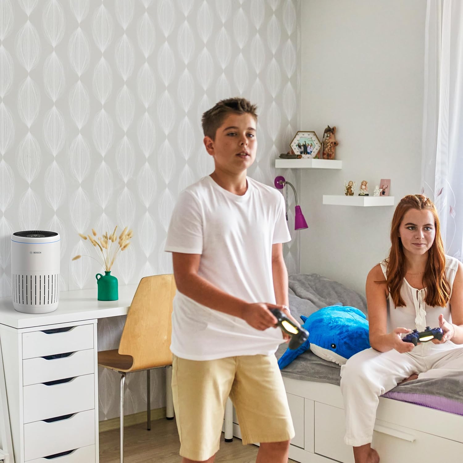 Bosch Air 2000 Luftreiniger – Für Räume bis 37,5 m² – Entfernt effizient Schadstoffe – Mit 3-in-1-Luftfilter, Smart Sensor, Automatikmodus, Schlafmodus (< 25 dB(A)) – CADR: 180 m³/h – Bild 5