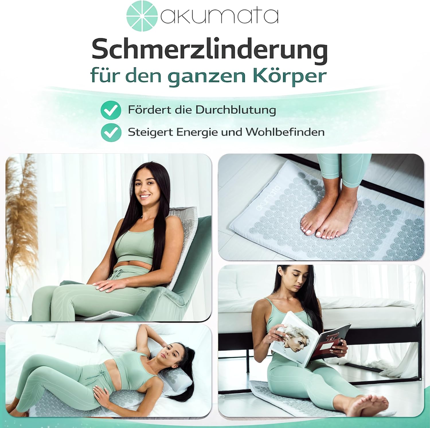 Akupressurmatten-Set mit Kissen – Akupressurmatte XL zur Linderung von Nacken-, Rücken-, Lenden- und Fußschmerzen – Reduziert Stress und Schlafstörungen – Bild 3