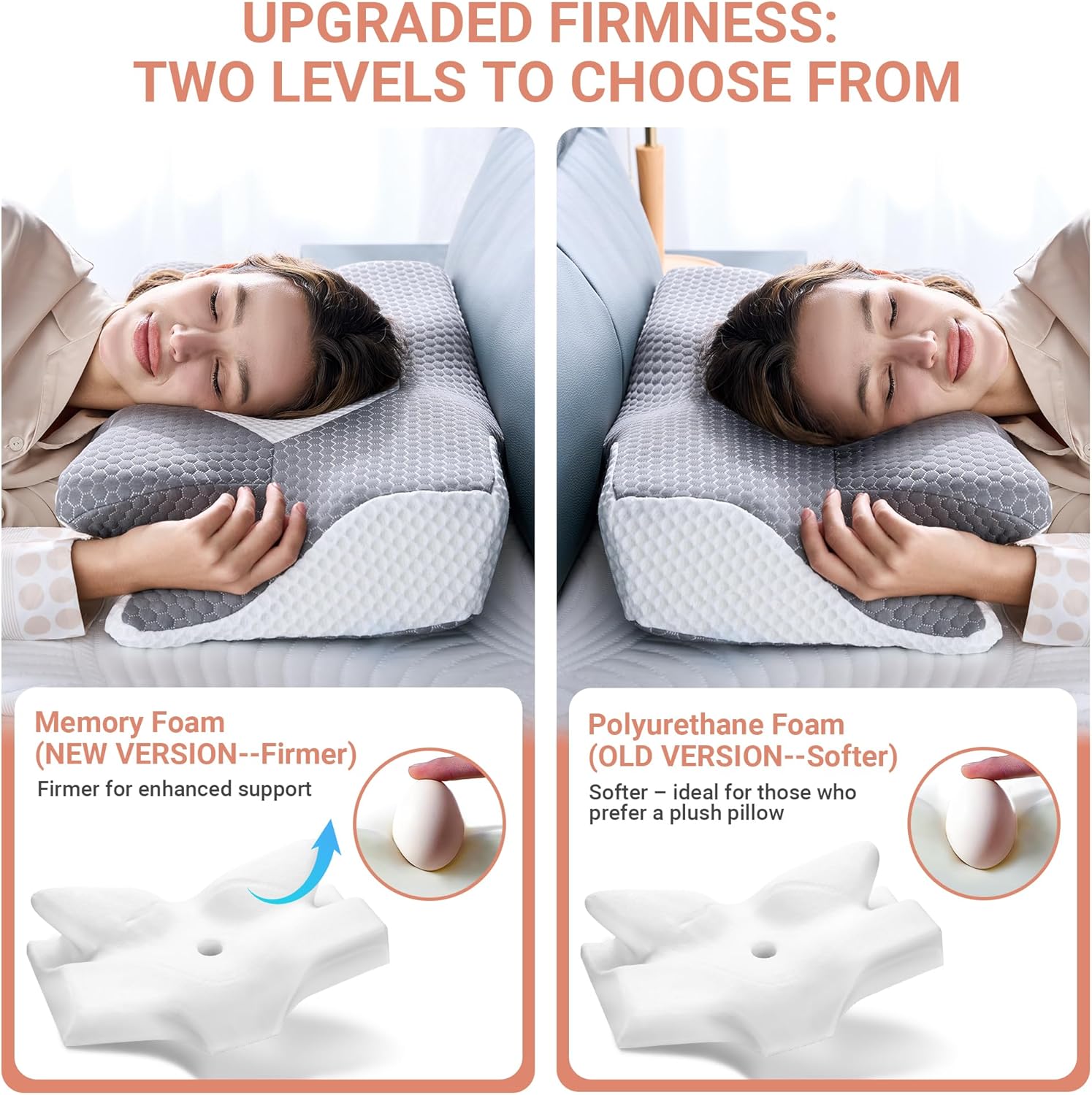 Elviros Nackenkissen aus Memory-Schaum, ergonomisches Kissen, Nackenschmerzen für Rücken-, Seiten- und Bauchschläfer, waschbar, cooler Kissenbezug, 64 x (11,5/13) x 40 cm – Bild 2