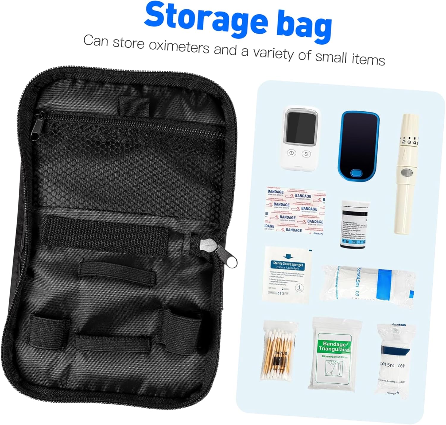 GARVALON 2er-Pack Tragbares Blutzuckermessgerät für Diabetiker-Medizin – Tragbare Tasche Diabetiker-Organizer Aufbewahrungstasche Oxford-Stoff Schwarz – Bild 6
