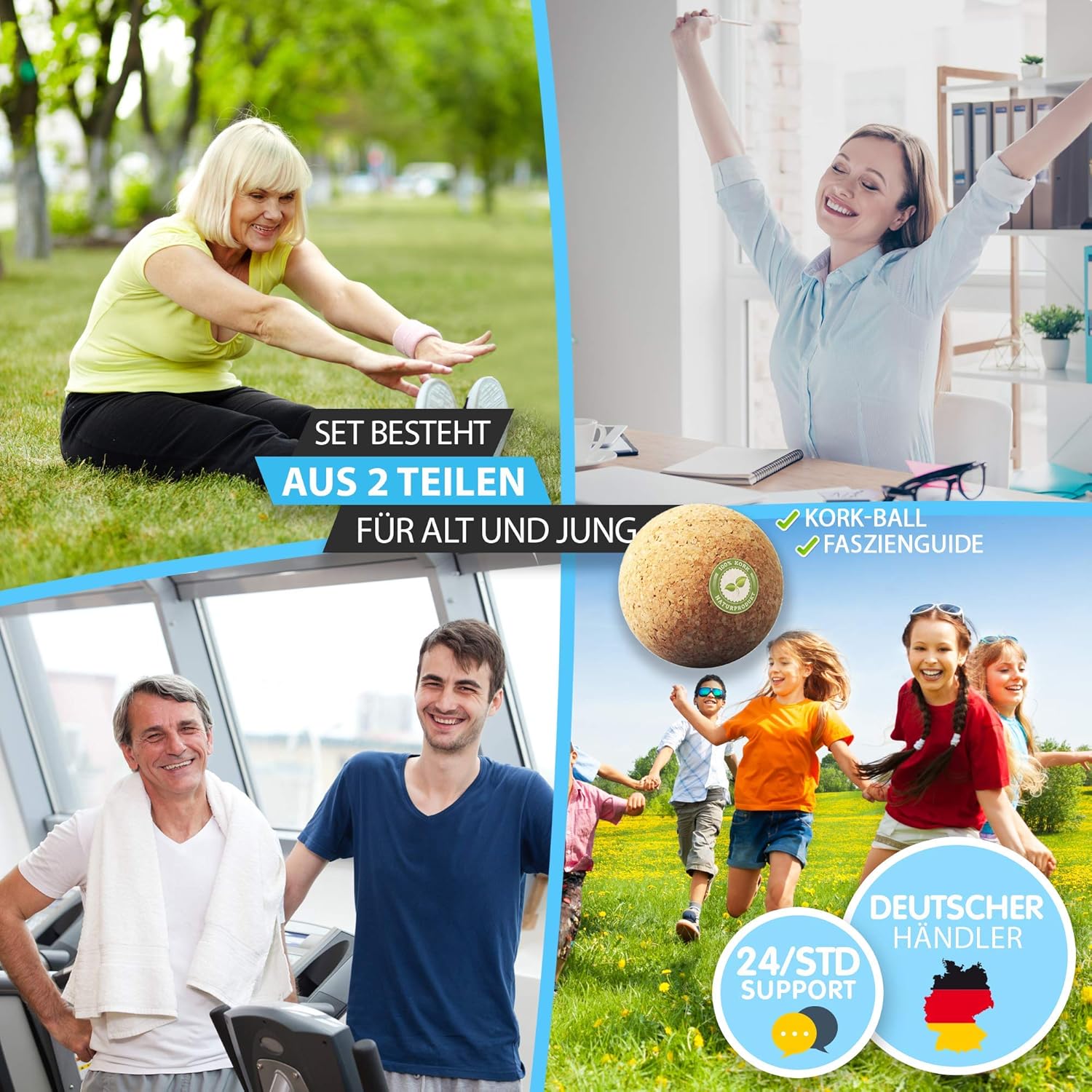Amityunion Faszien-Korkball, natürlicher Massage- und Therapieball für Selbstmassage, Sport, Fitness und Training, 5 cm Kork – Bild 4