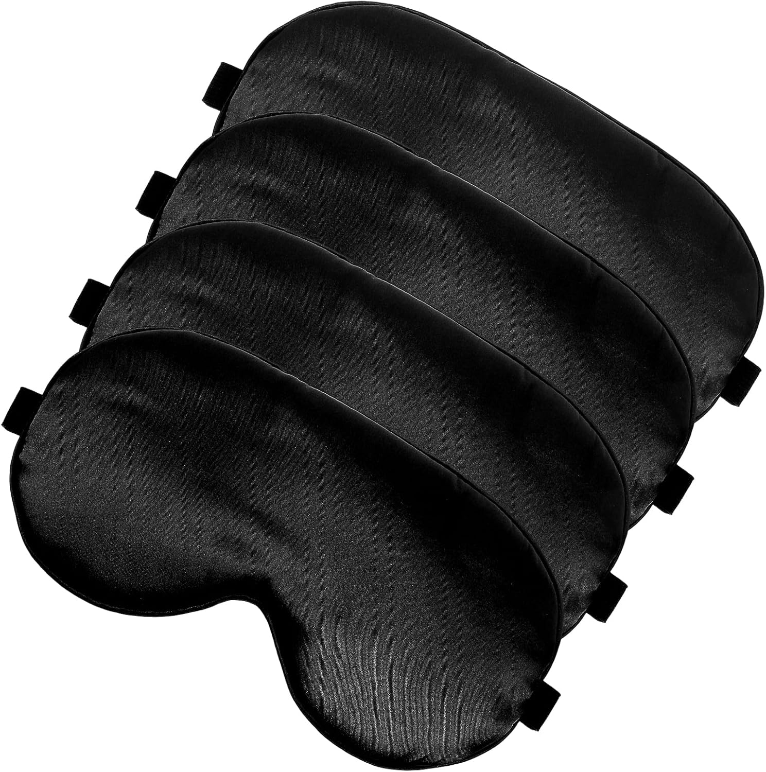4 Stück Schlafaugenmasken für Männer und Frauen, Seidenschlafmaske, verstellbare Augenmaske mit elastischem Band, lichtblockierende Schlafaugenmaske für Yoga, Reisen (schwarz) – Bild 7