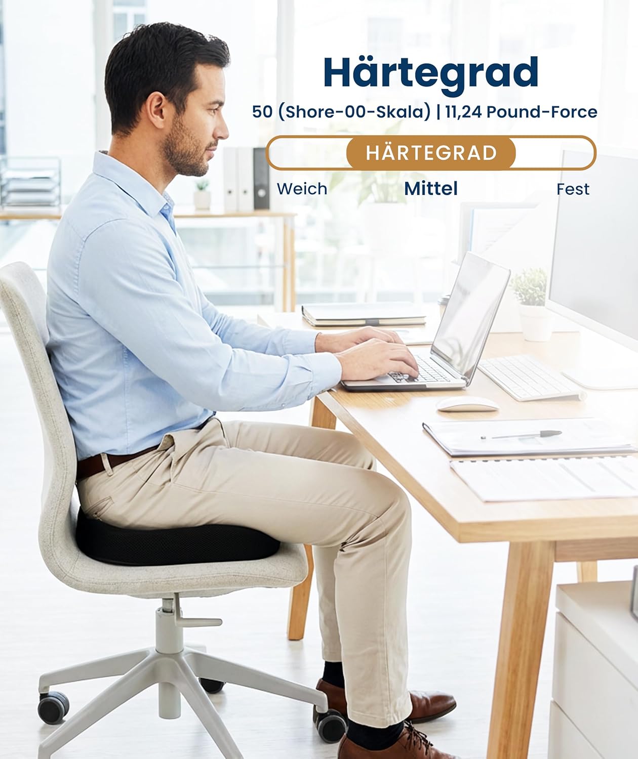 Everlast Comfort Memory Foam-Kissen ergonomisch – Sitzkissen und Rückenkissen für Bürostuhl und Auto – orthopädische Unterstützung für Haltung, Wirbelsäule, Steißbein und Lendenwirbelsäule – Bild 6