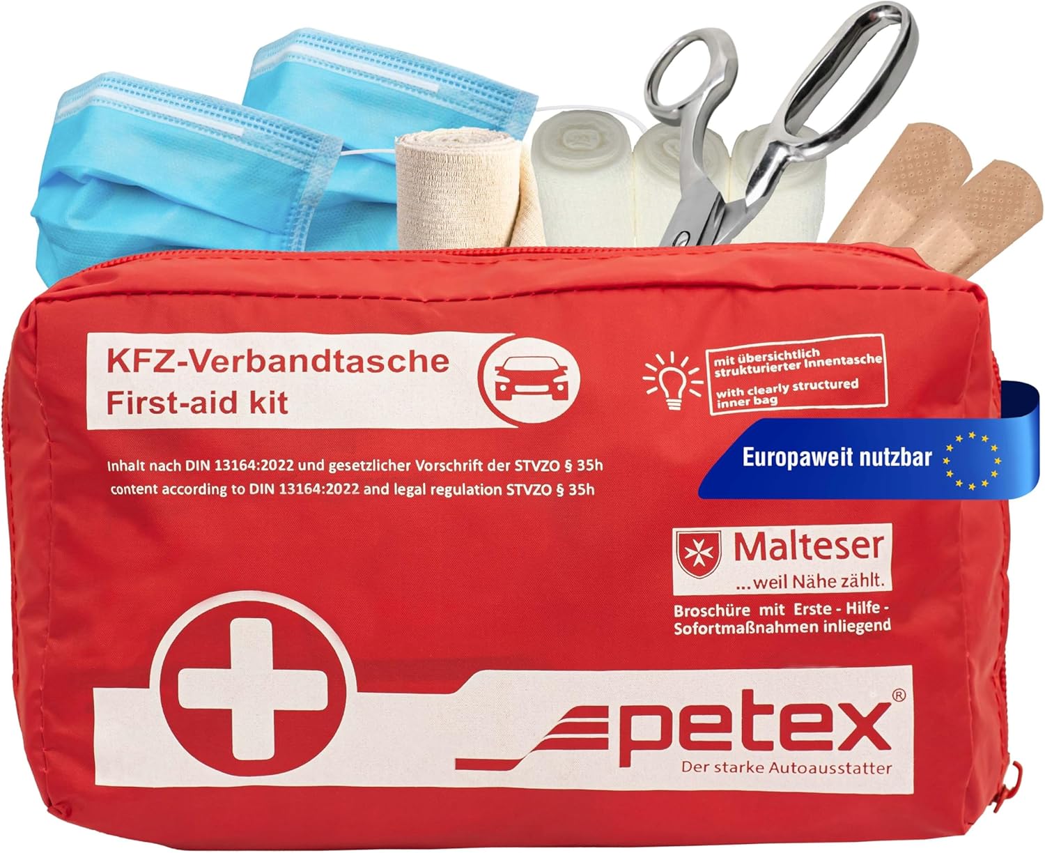 Petex Erste-Hilfe-Tascheninhalt nach DIN 13164, rot